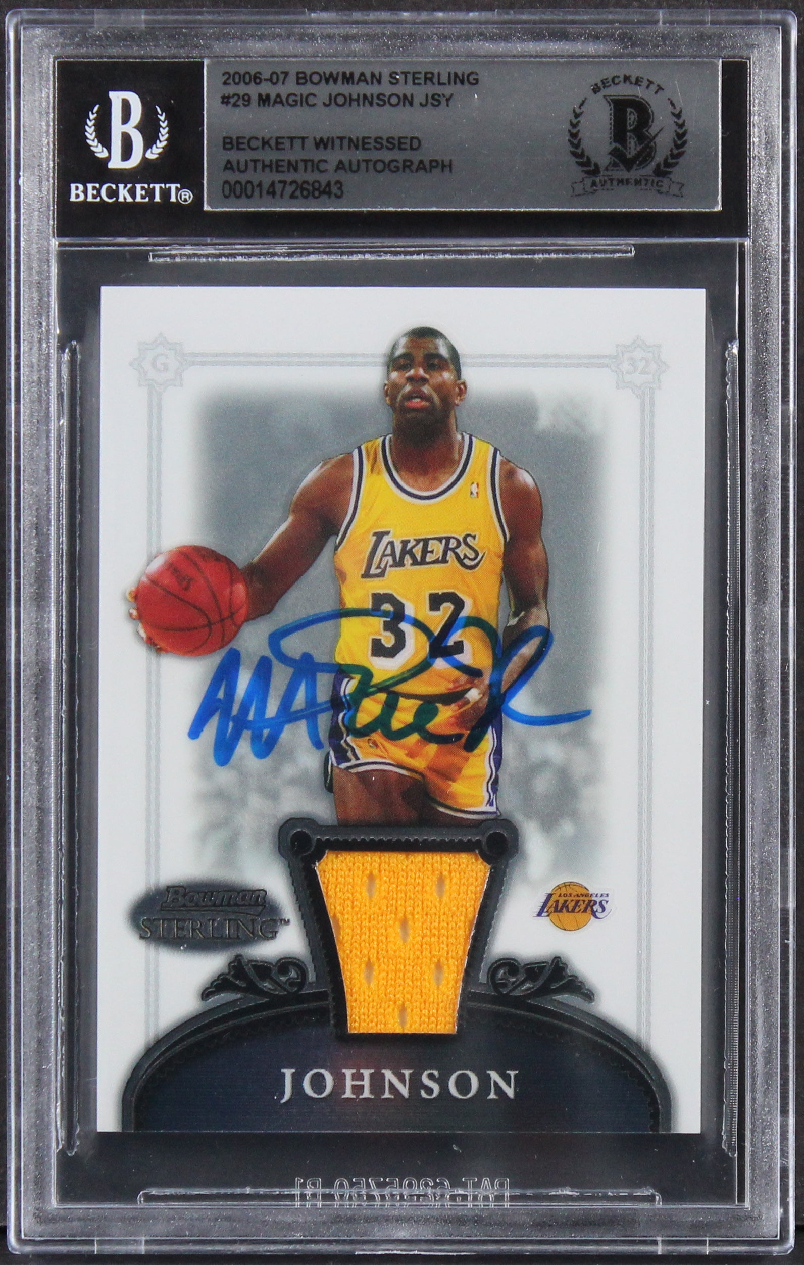 Magic Johnson Signed 2006 Bowman Sterling #29 Magic Johnson JSY Card BAS Slabbed