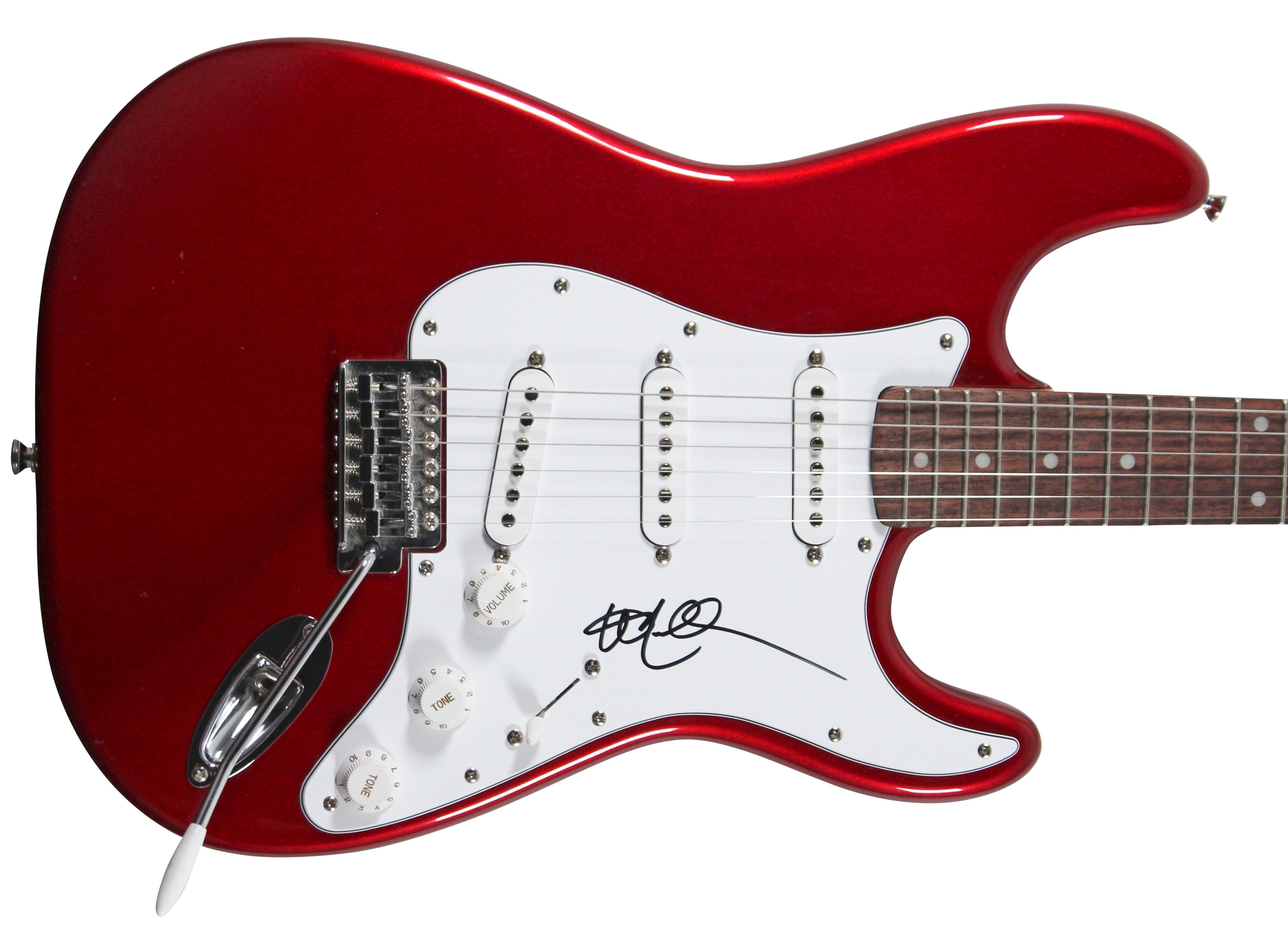 Willie Nelson Authentic Signed Red Fender Squier Electric Guitar JSA #Z51727