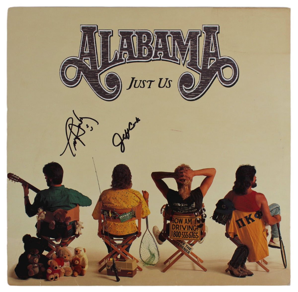 Jeff Cook & Teddy Gentry Alabama Signed Just Us Album Cover BAS #BH027680