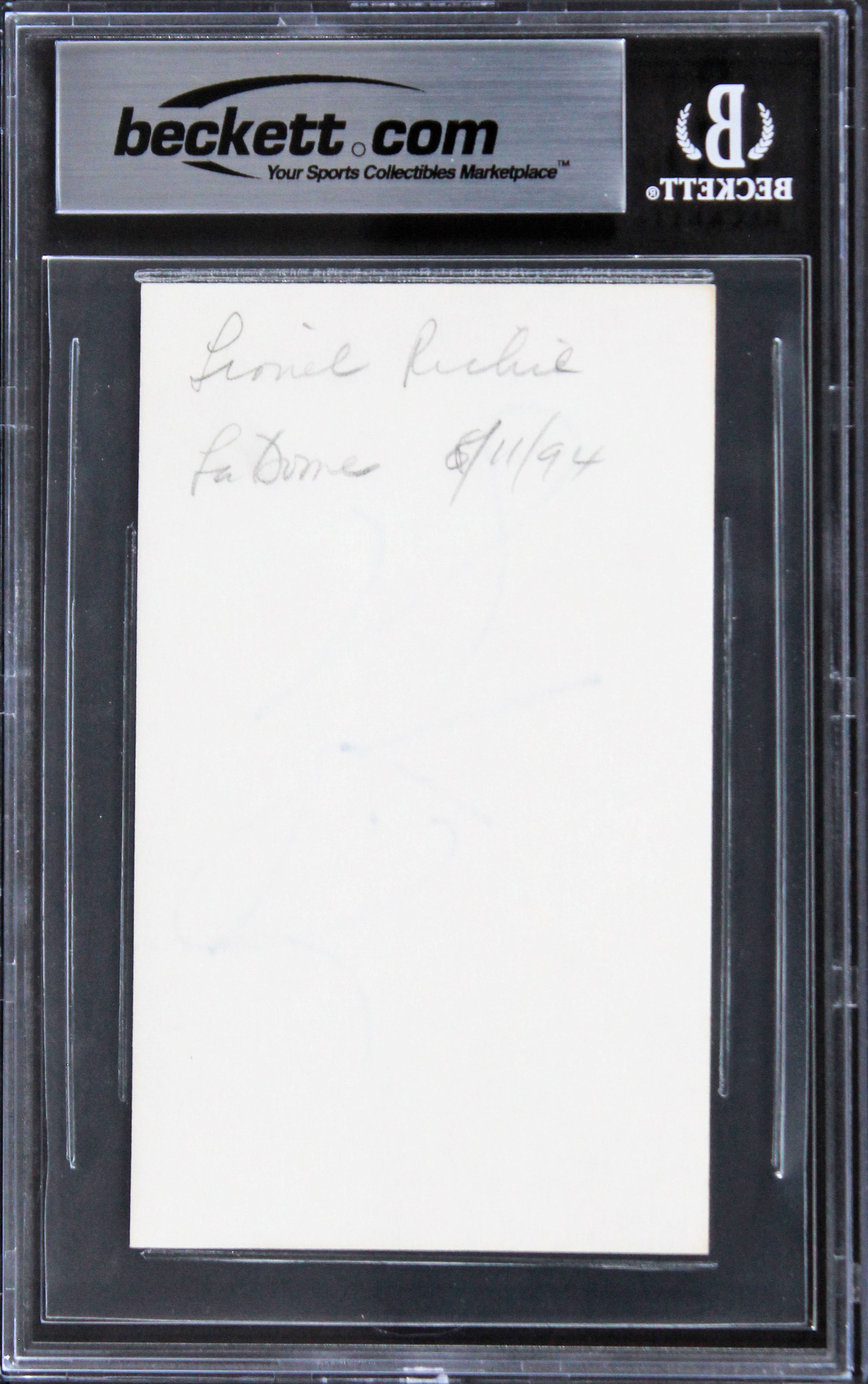 Lionel Richie American Idol Authentic Signed 3x5 Index Card BAS Slabbed 1