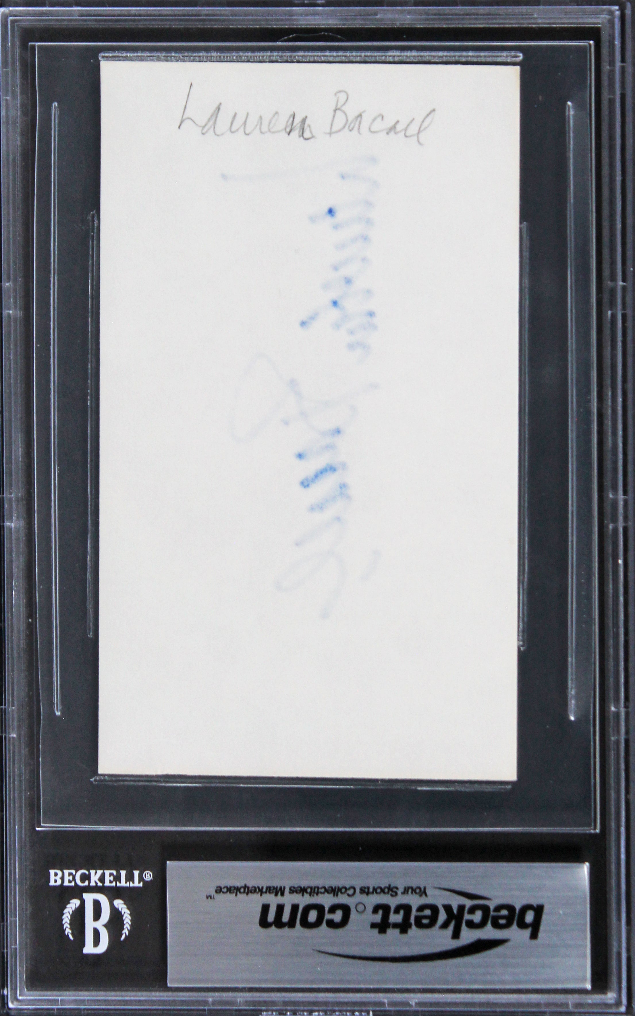 Lauren BaCall To Have and Have Not Authentic Signed 3x5 Index Card BAS Slabbed 1