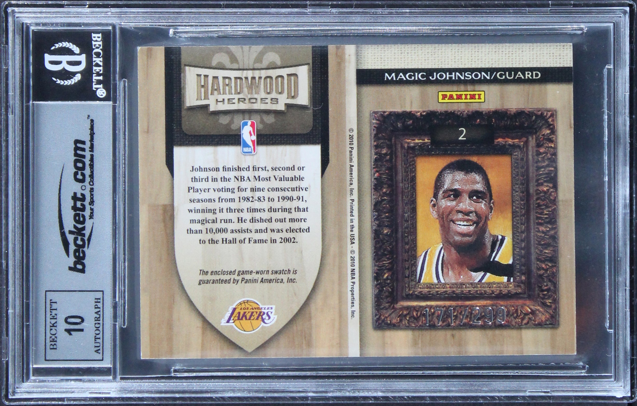 Magic Johnson Signed 2009 Court Kings HH Materials #2 Card Auto 10! BAS Slab
