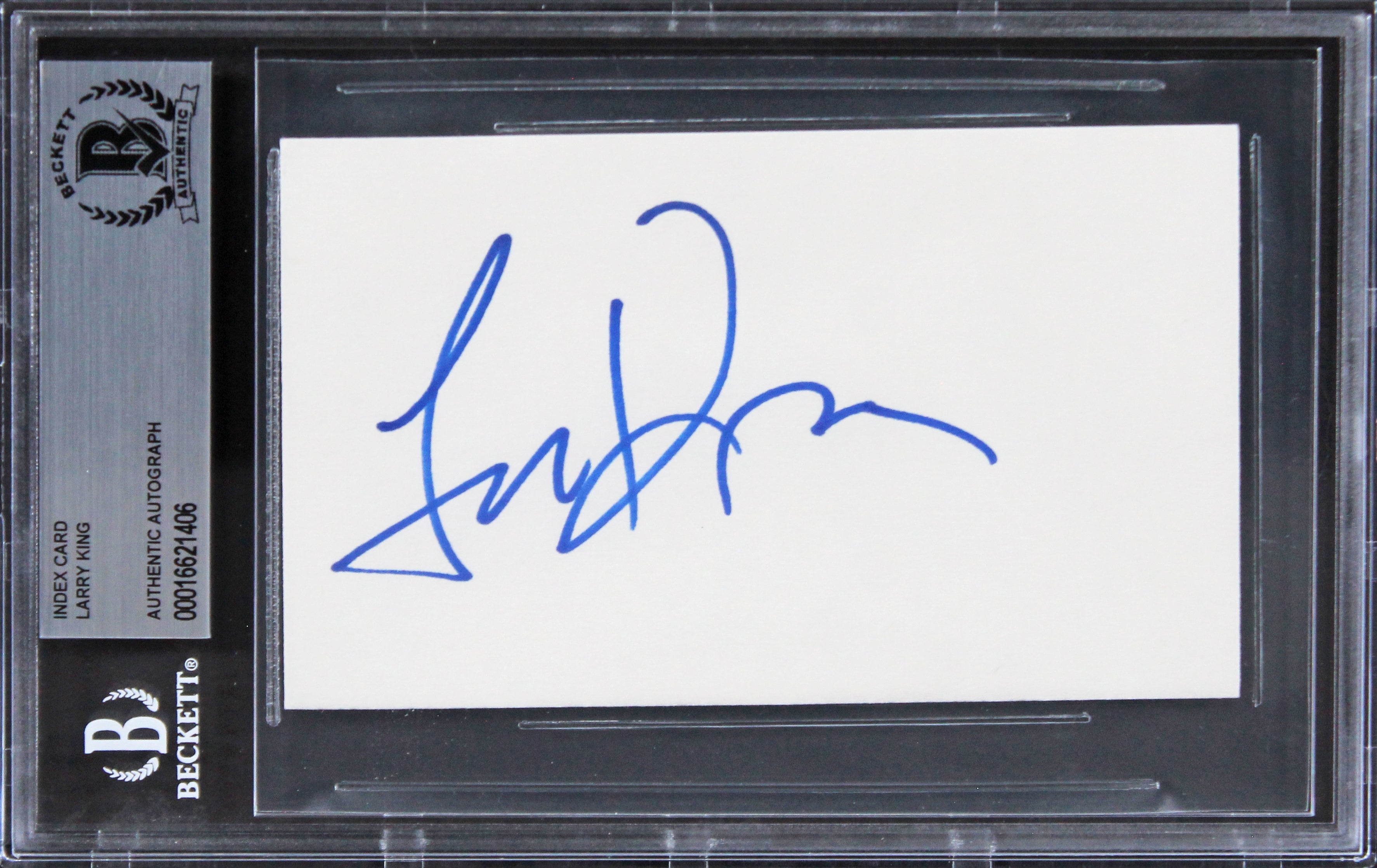 Larry King Ghostbusters Authentic Signed 3x5 Index Card Autographed BAS Slabbed