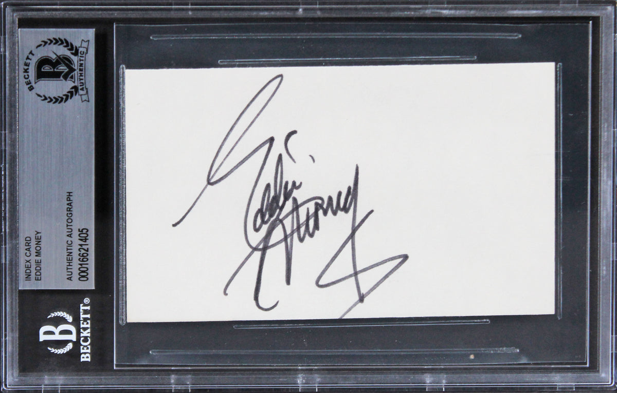 Eddie Money Musician Authentic Signed 3x5 Index Card Autographed BAS Slabbed 3