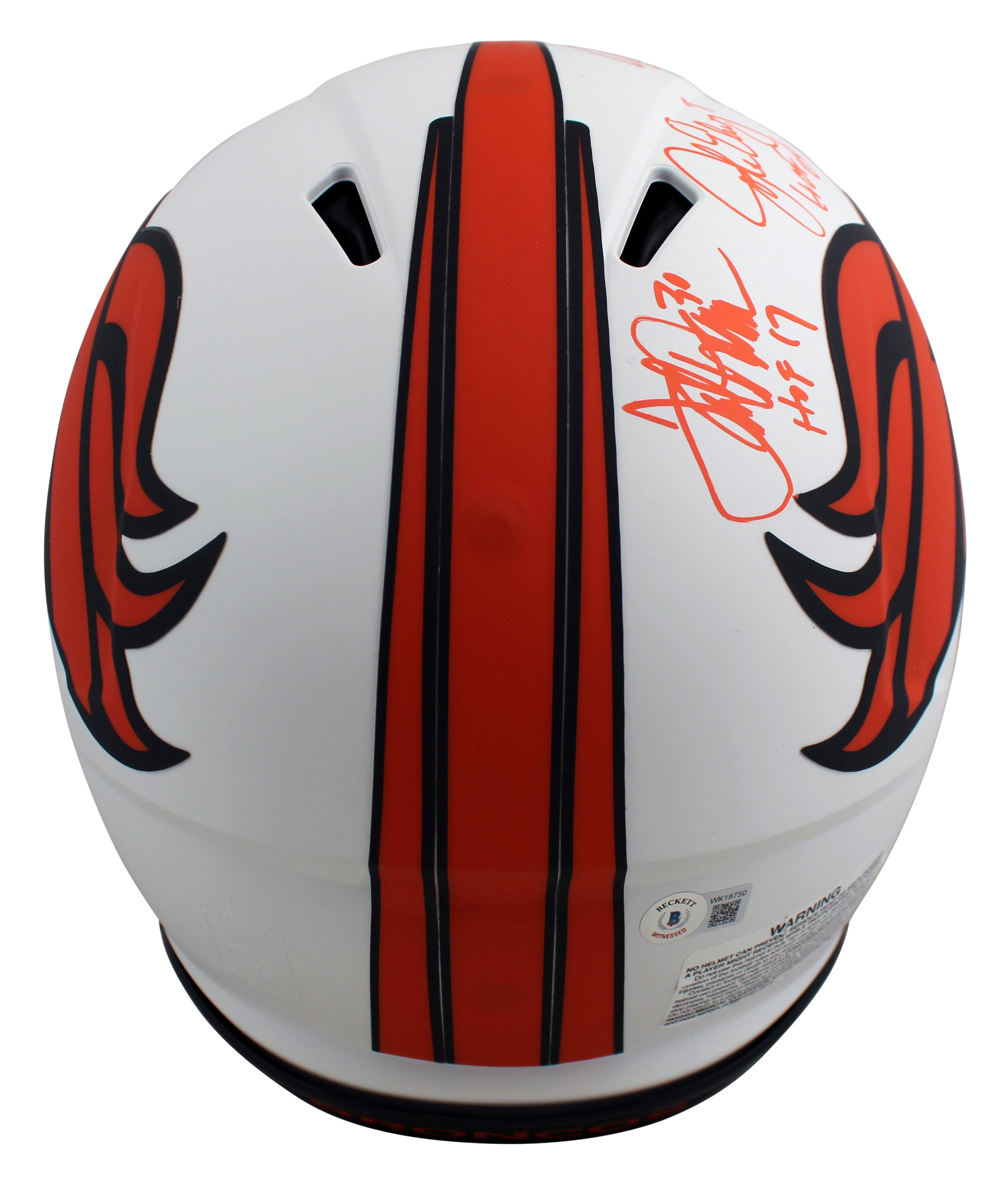 Broncos (3) Elway, Sharpe, & Davis Signed Lunar F/S Speed Proline Helmet BAS Wit