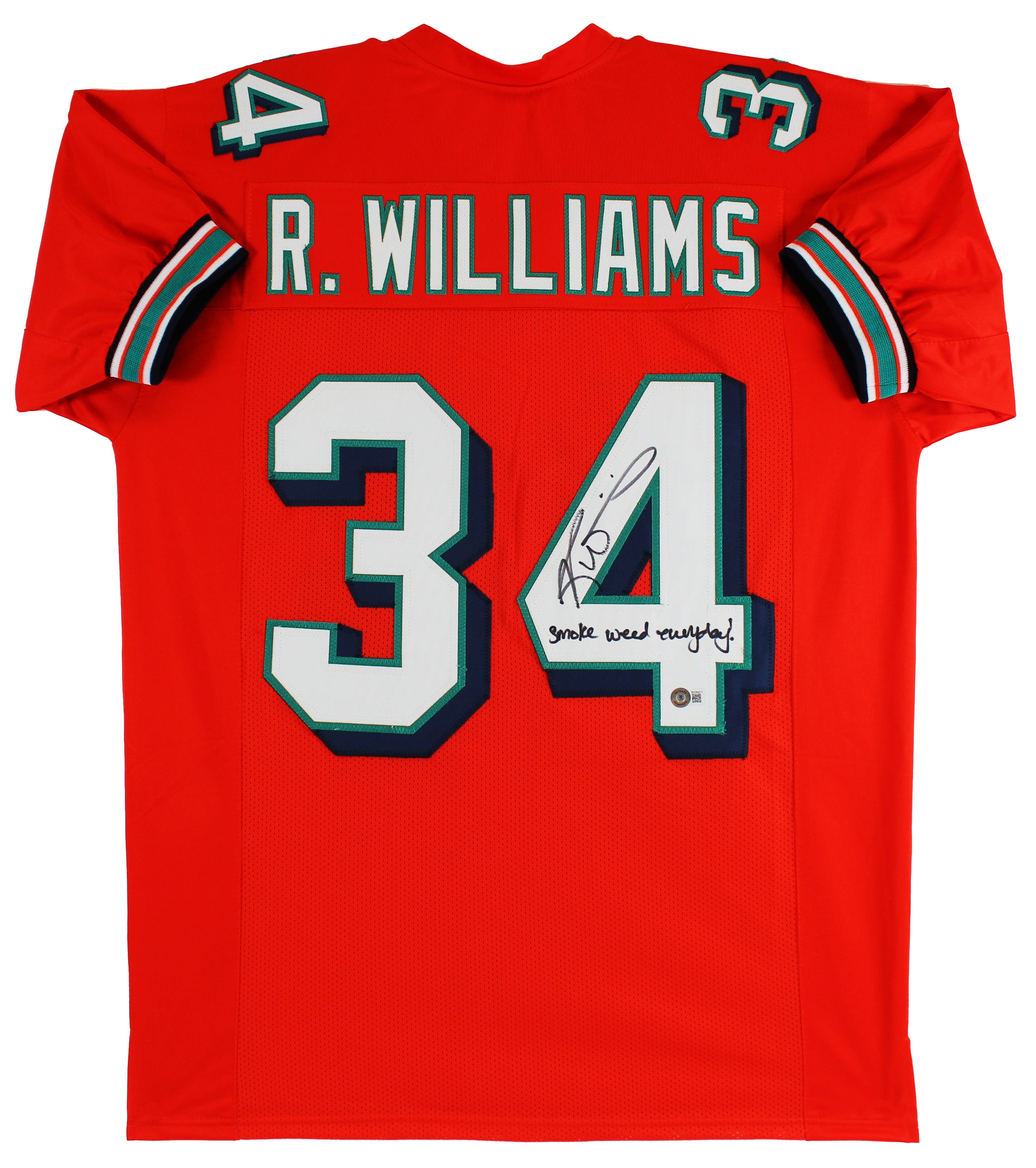 Ricky Williams "SWE" Signed Orange Pro Style Jersey Autographed BAS Witnessed