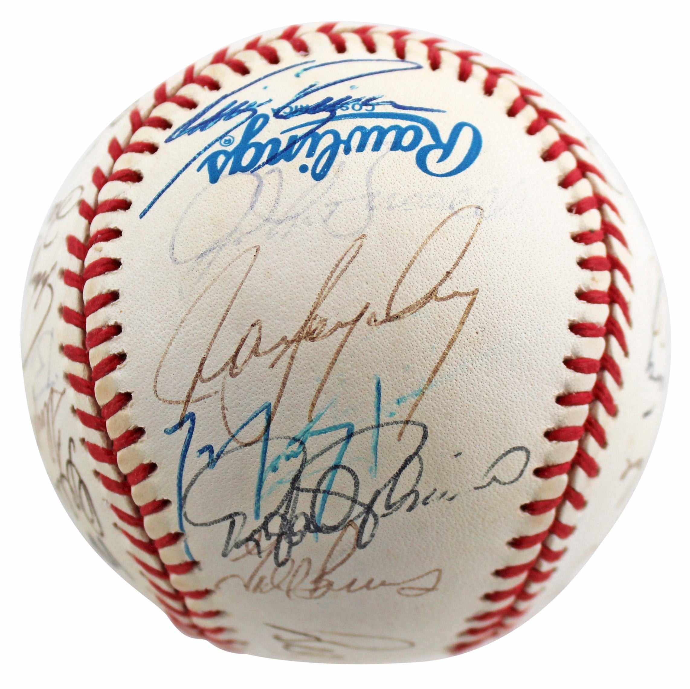 1992 Rangers (28) Gonzalez, Palmeiro, Rogers Signed Oal Baseball BAS #AC01898