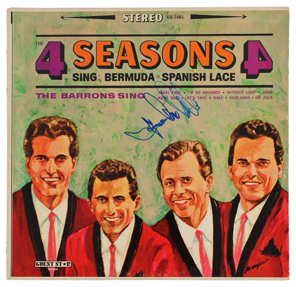 Frankie Valli The 4 Seasons Signed The Barrons Sing Album Cover BAS #BG79180