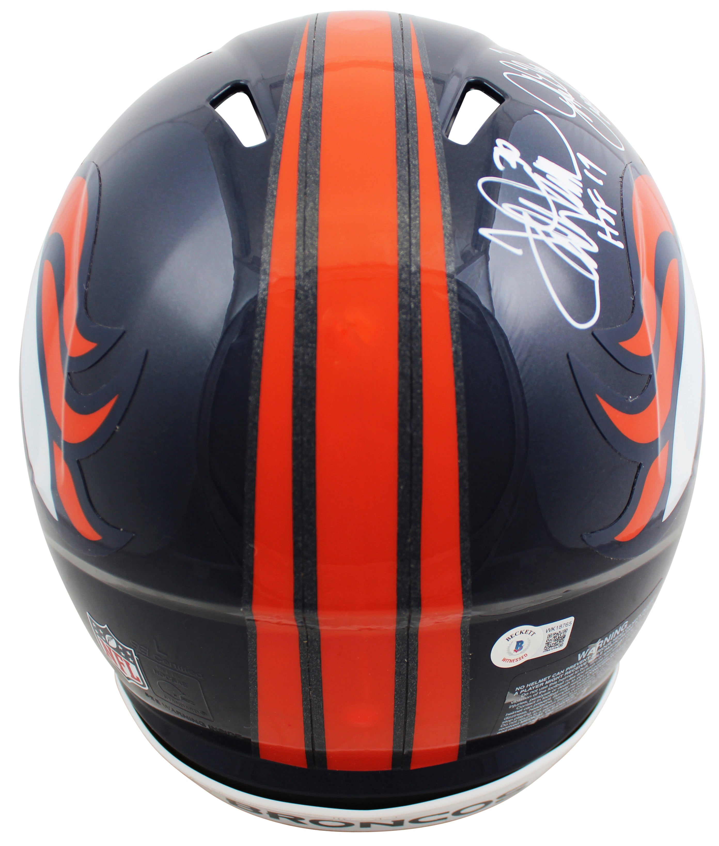 Broncos (3) Elway, Sharpe & Davis Signed Full Size Speed Proline Helmet BAS Wit