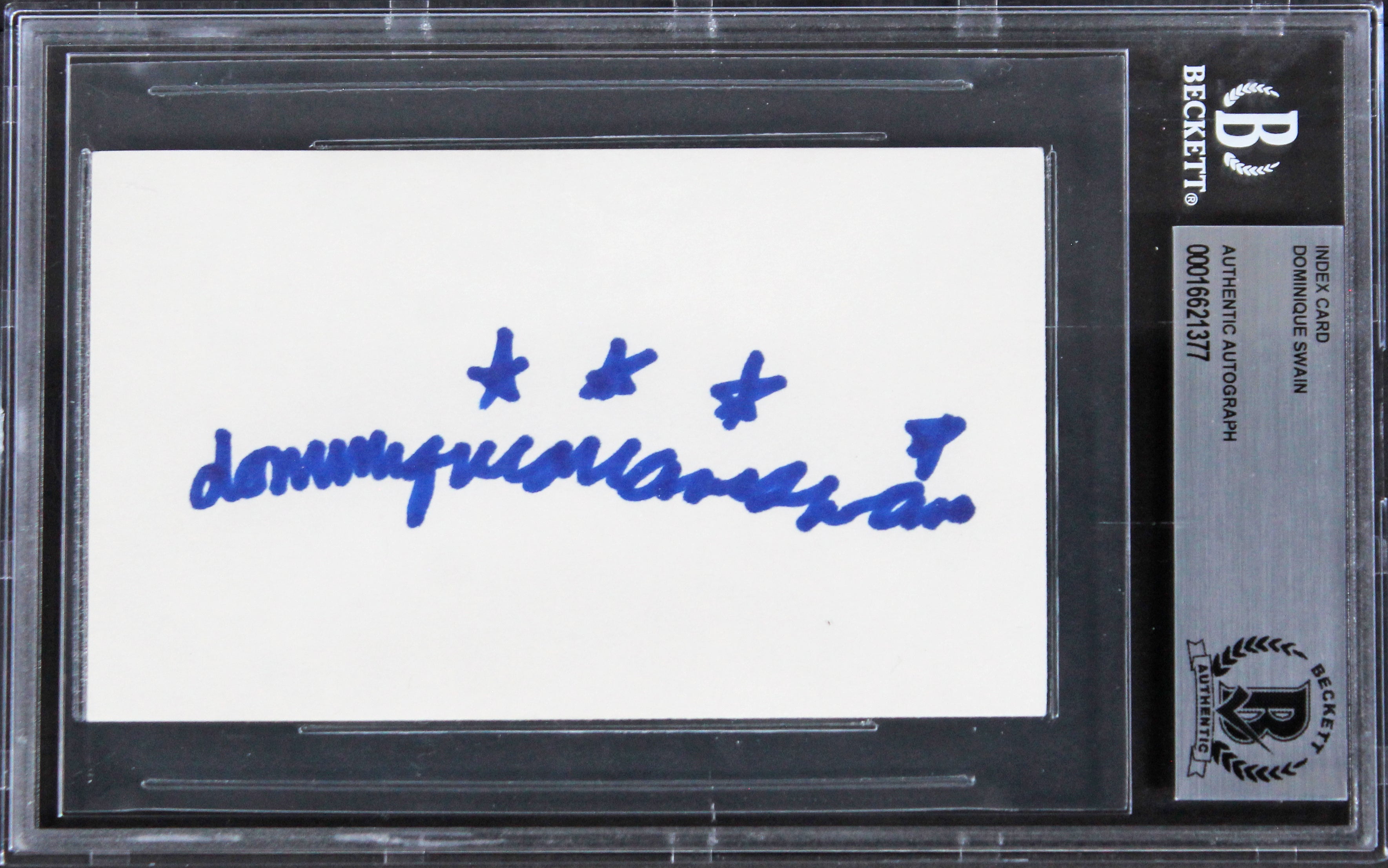 Dominique Swain Lolita Authentic Signed 3x5 Index Card Autographed BAS Slabbed