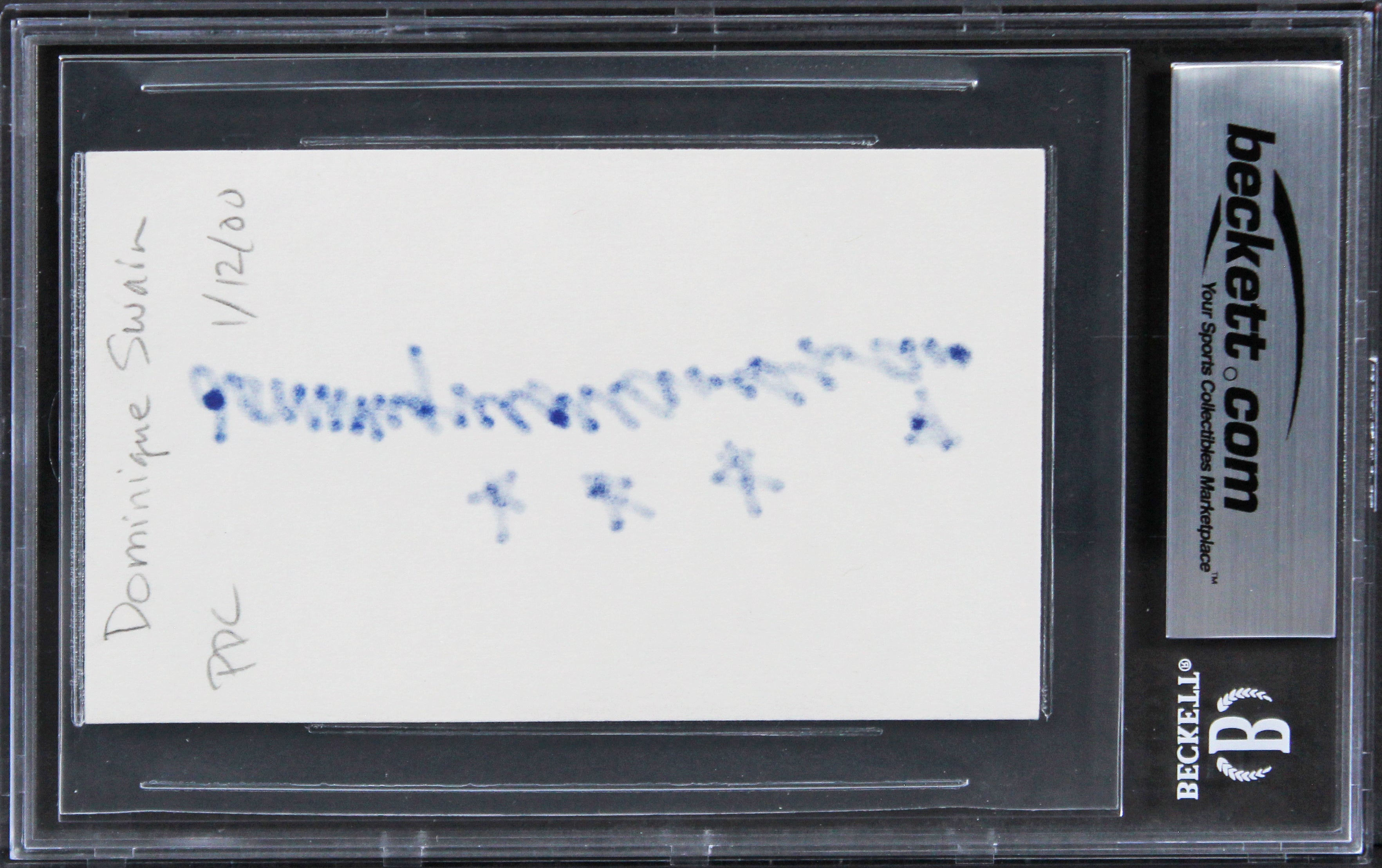 Dominique Swain Lolita Authentic Signed 3x5 Index Card Autographed BAS Slabbed