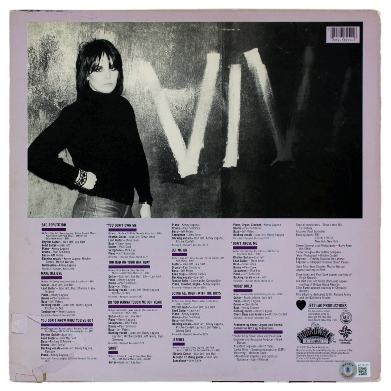 Joan Jett "Rock On" Authentic Signed Bad Reputation Album Cover BAS #BG79177