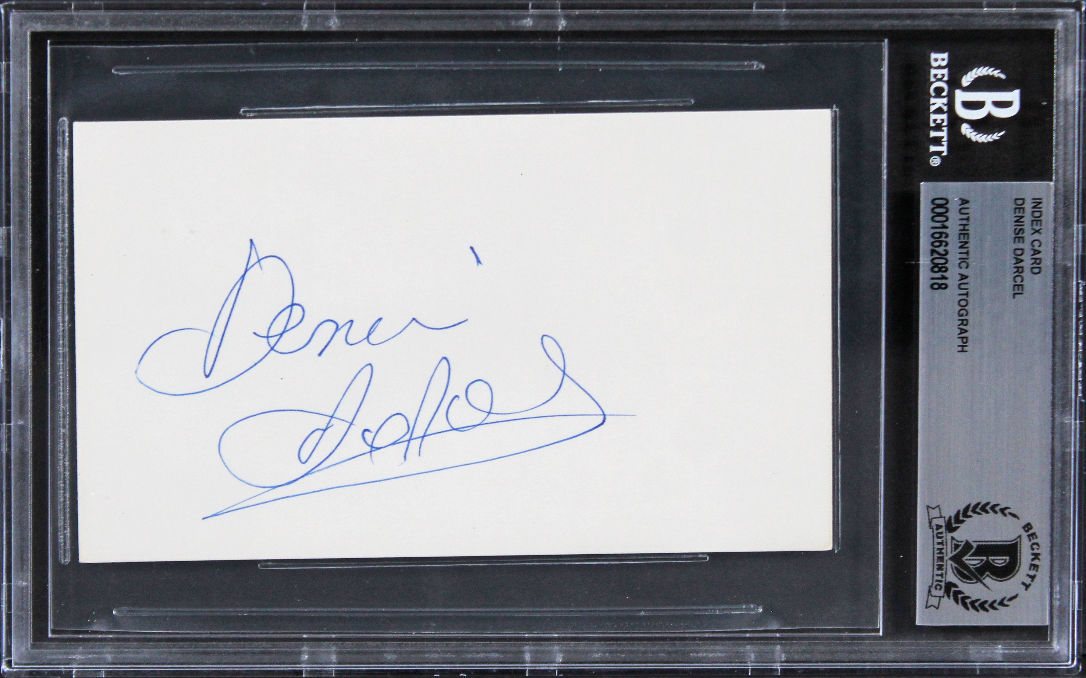 Denise Darcel Vera Cruz Authentic Signed 3x5 Index Card BAS Slabbed 2