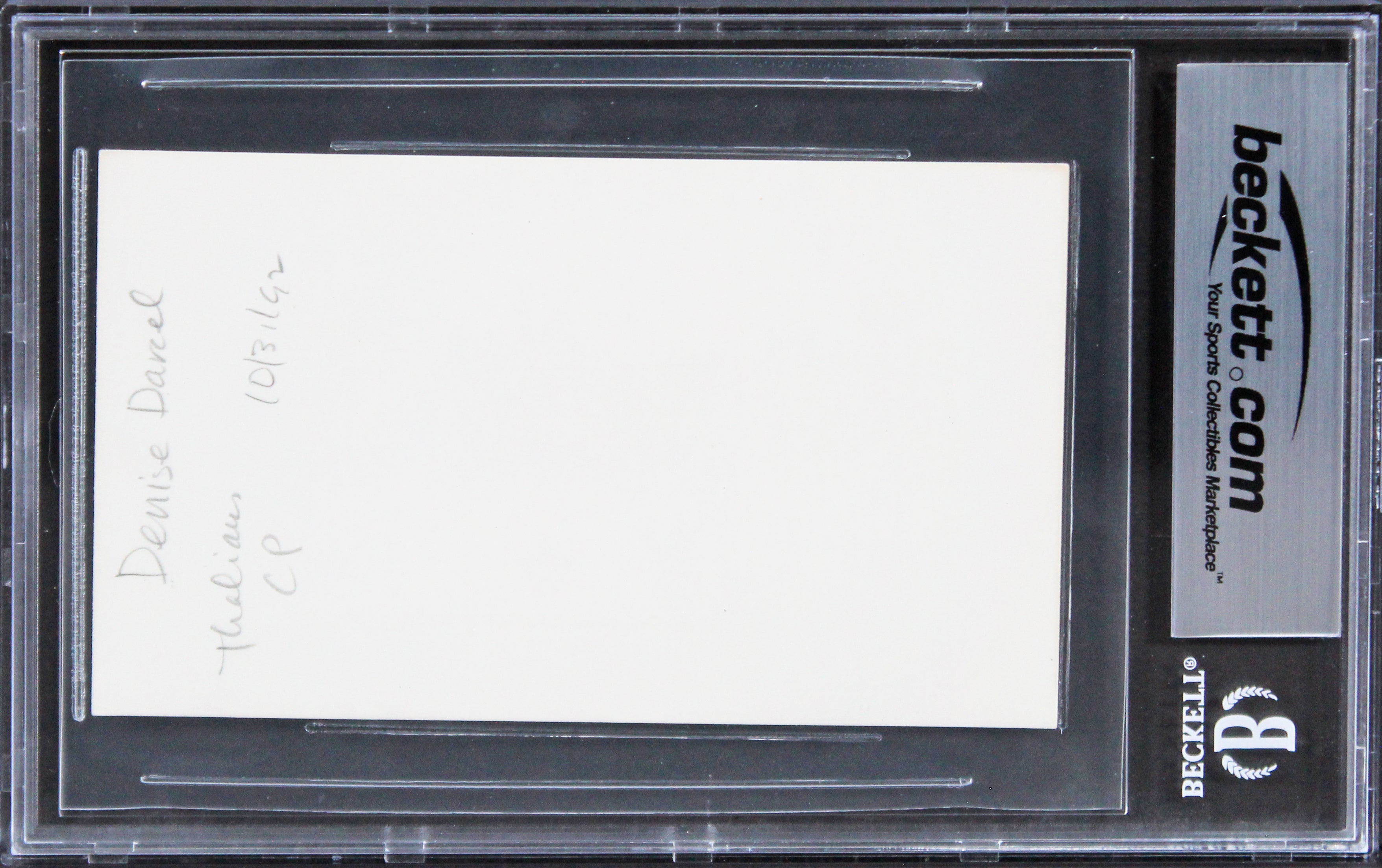 Denise Darcel Vera Cruz Authentic Signed 3x5 Index Card BAS Slabbed 2