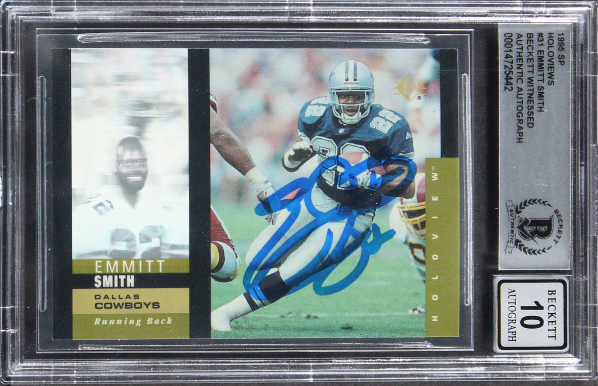 Cowboys Emmitt Smith Signed 1995 SP Holoviews #31 Card Auto 10! BAS Slabbed
