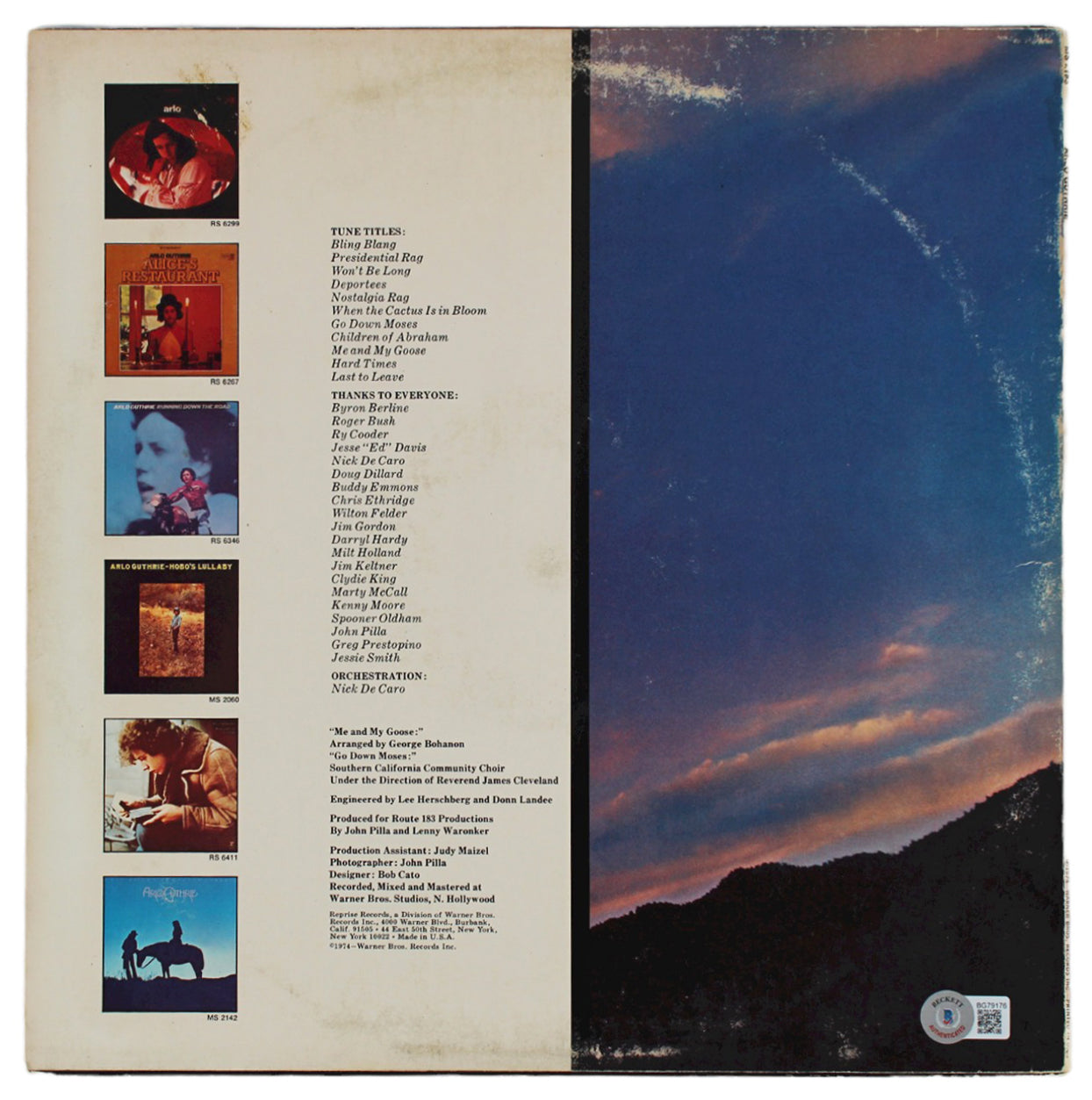Arlo Guthrie Authentic Signed Arlo Guthrie Album Cover Autographed BAS #BG79176