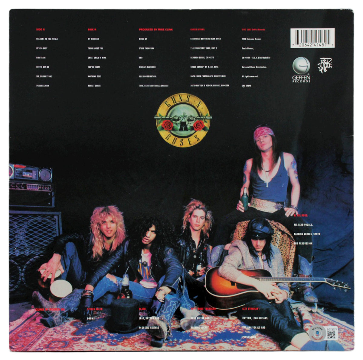 Duff McKagan & Steven Adler Guns N' Roses Signed Album Cover BAS #BG79175