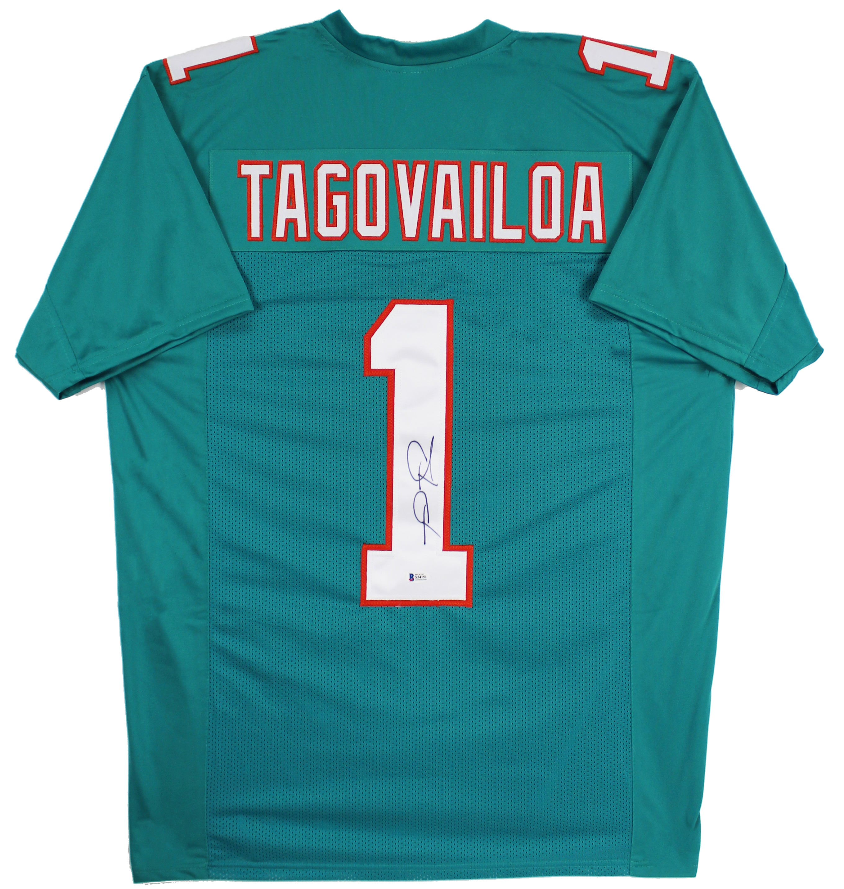 Tua Tagovailoa Authentic Signed Teal Pro Style Jersey Autographed BAS