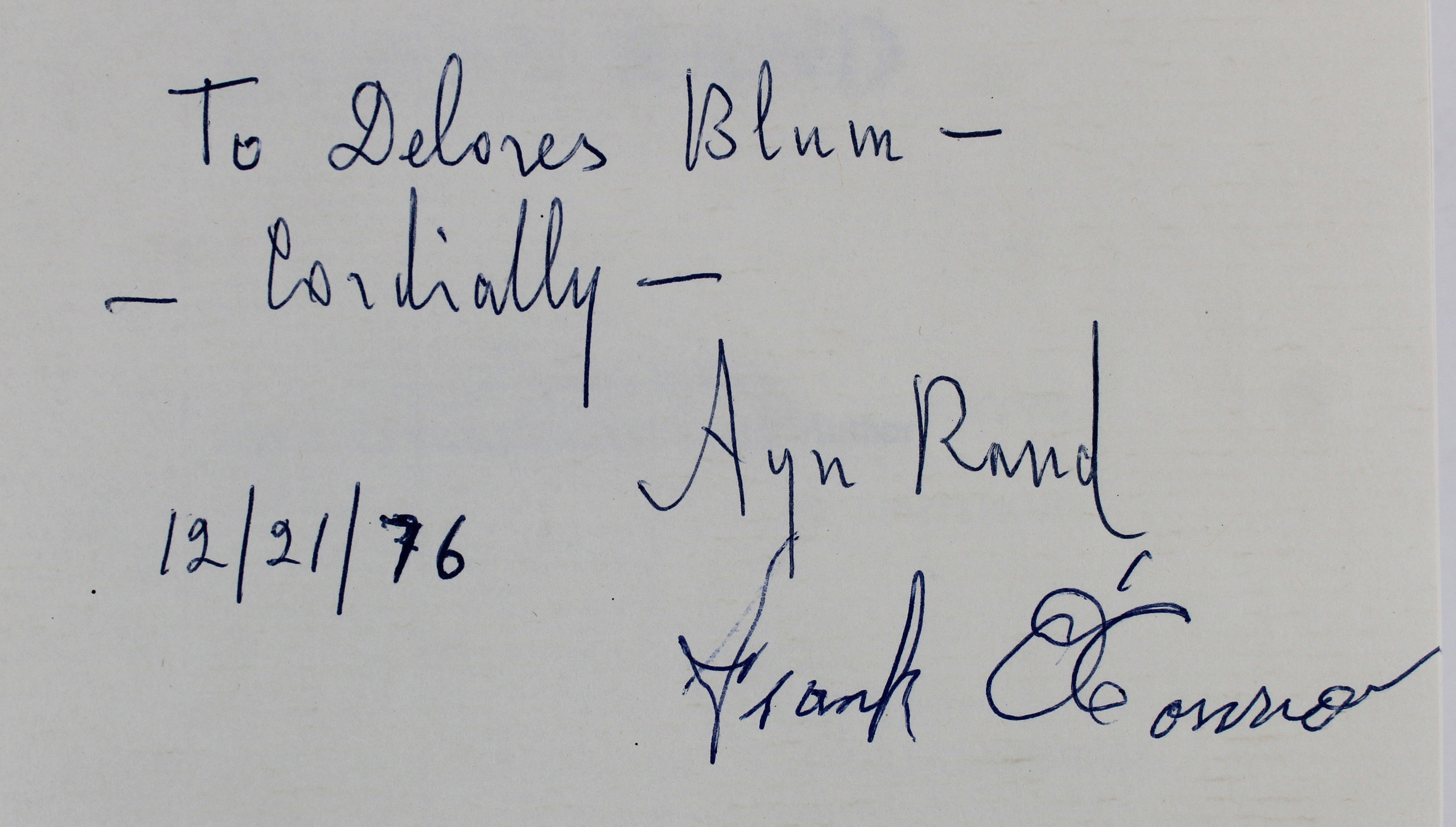 Ayn Rand Authentic Signed The Fountainhead 25th Anniversary Hard Cover Book BAS