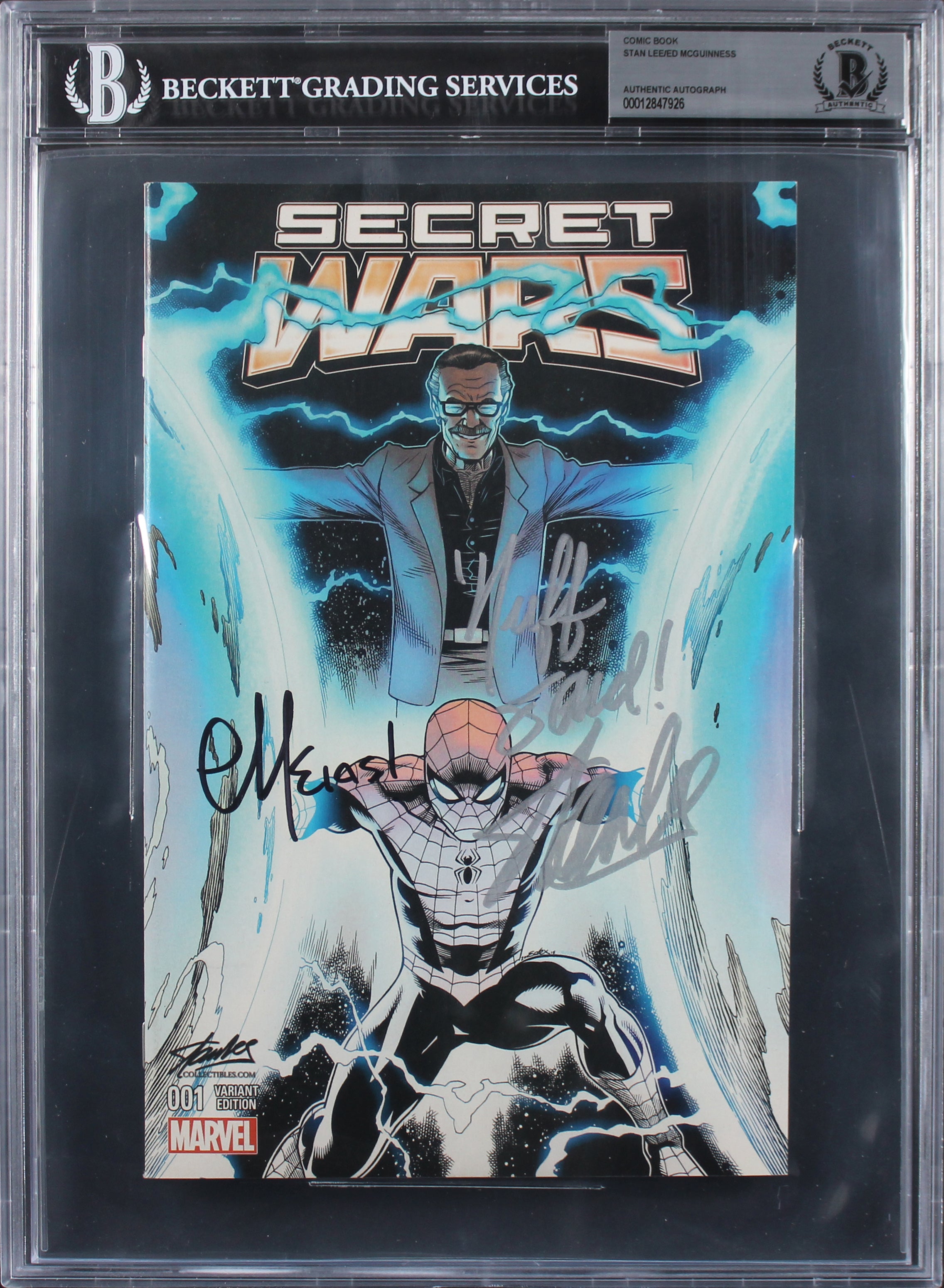 Stan Lee & Ed McGuinness "Nuff Said!" Signed Secret Wars Variant Comic BAS Slab