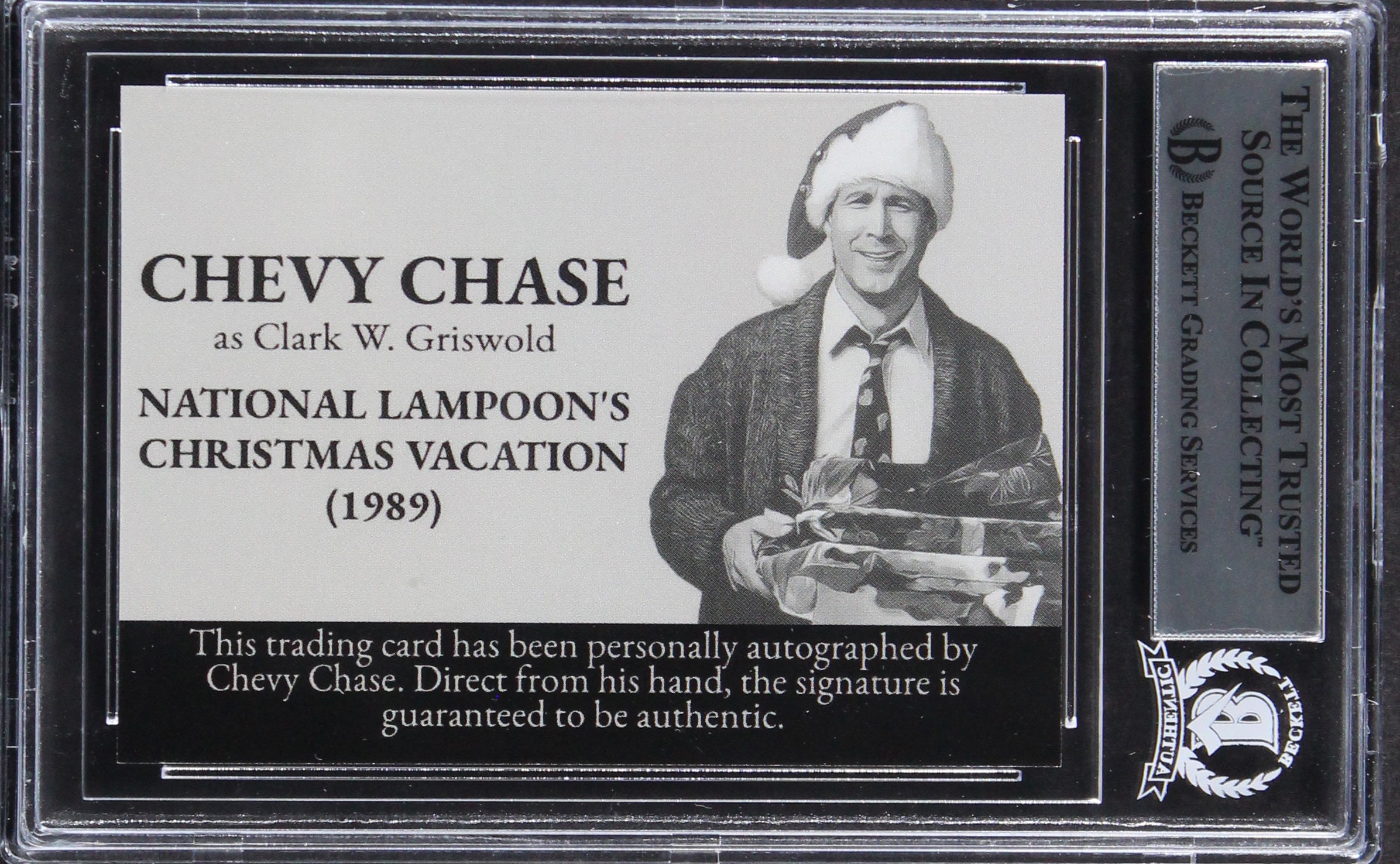 Chevy Chase Christmas Vacation Signed Griswold Custom Trading Card BAS Slabbed 9