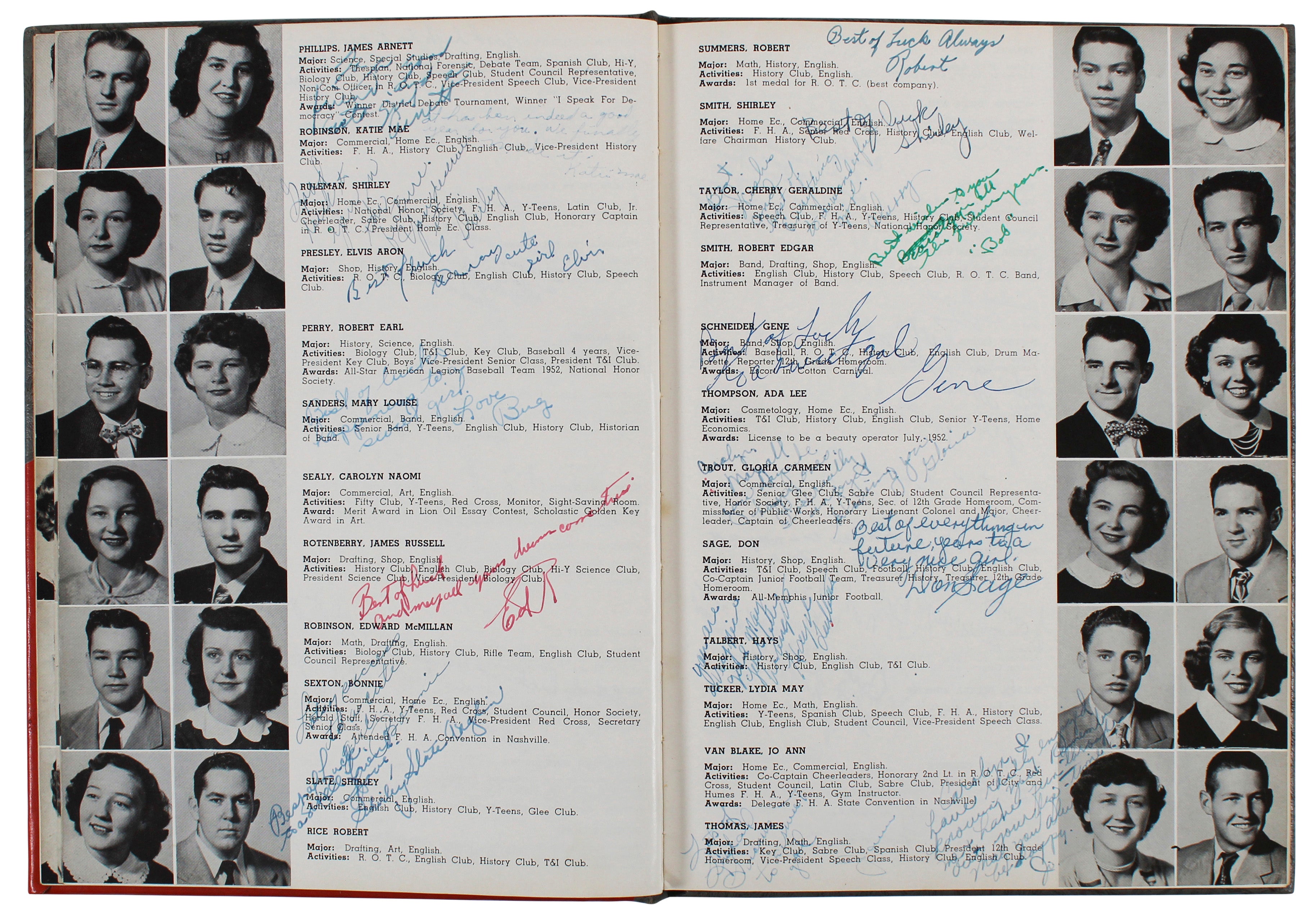 Elvis Presley Authentic Signed 1953 The Herald High School Yearbook Book BAS