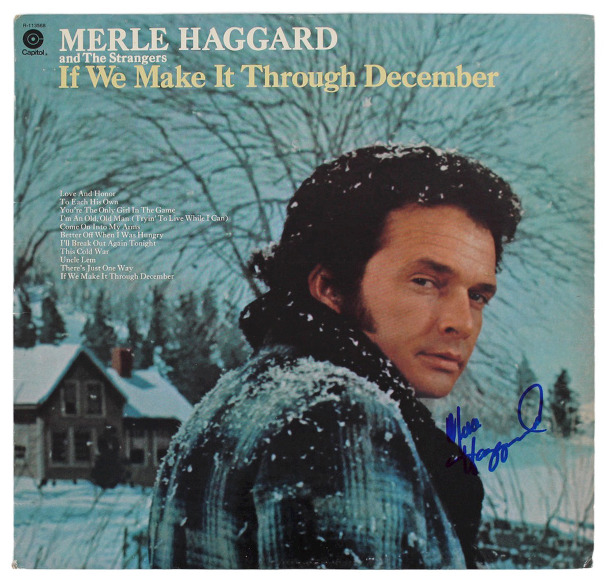 Merle Haggard Signed If We Make It Through December Album Cover BAS #BG83134