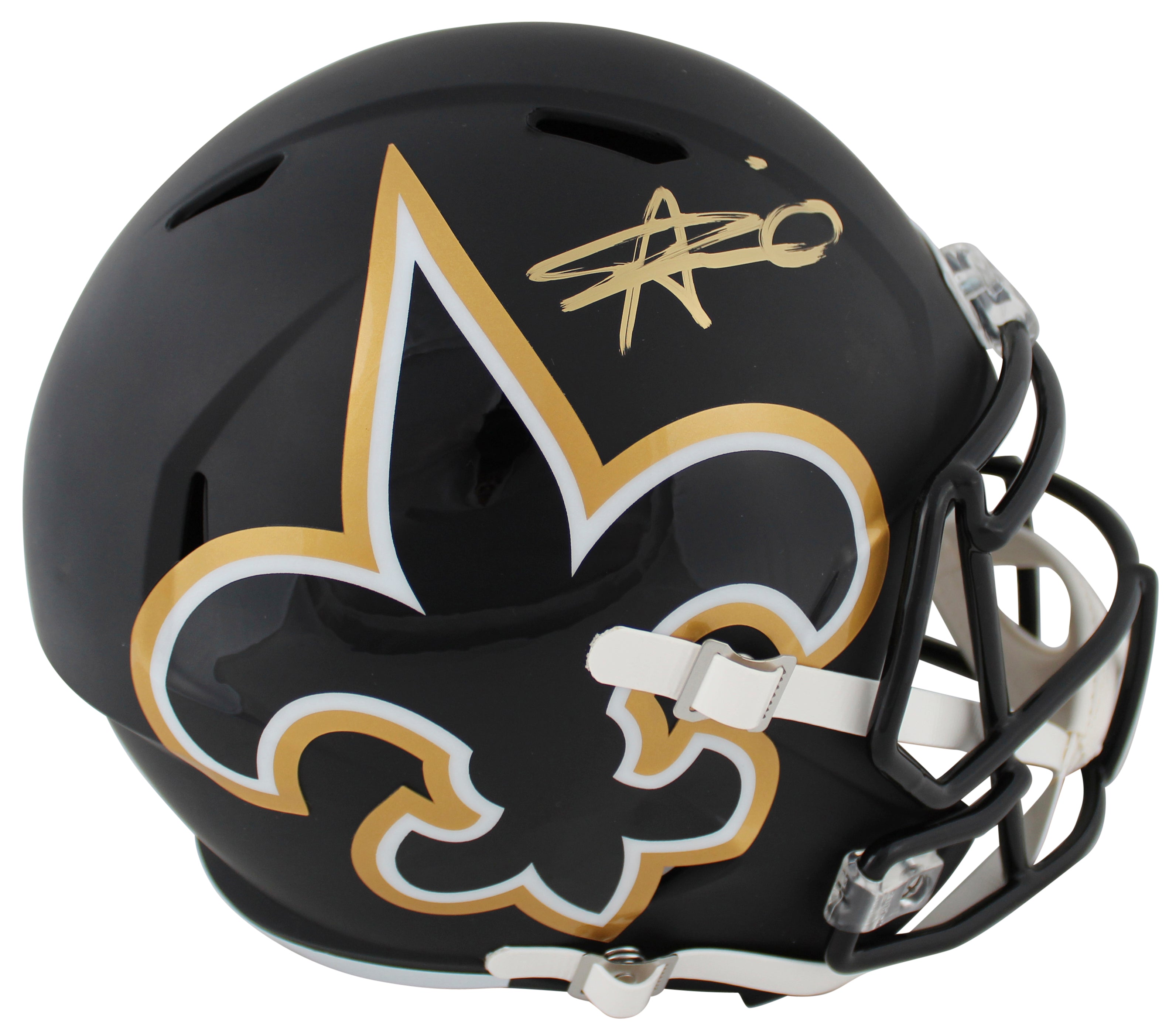 Saints Alvin Kamara Signed AMP Full Size Speed Rep Helmet w/ Case BAS Witnessed