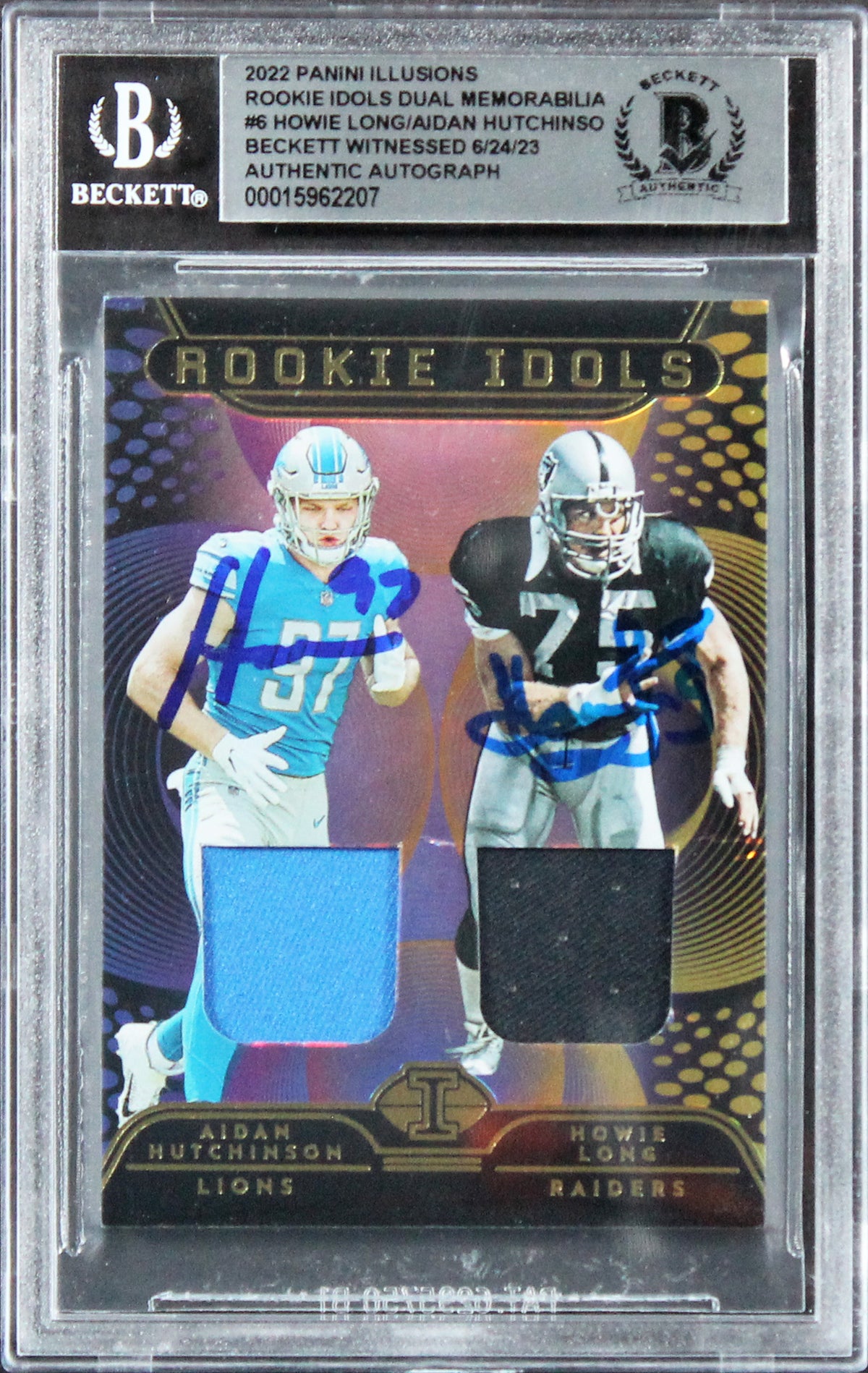 Long & Hutchinson Signed 2022 Panini Illusions Rookie Idols DM #6 Card BAS Slab