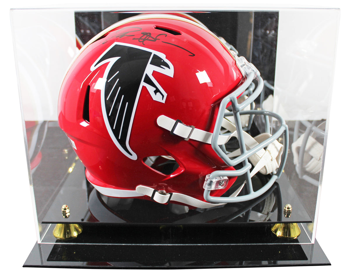 Falcons Deion Sanders Signed Red 1966-69 TB F/S Speed Rep Helmet W/ Case BAS Wit
