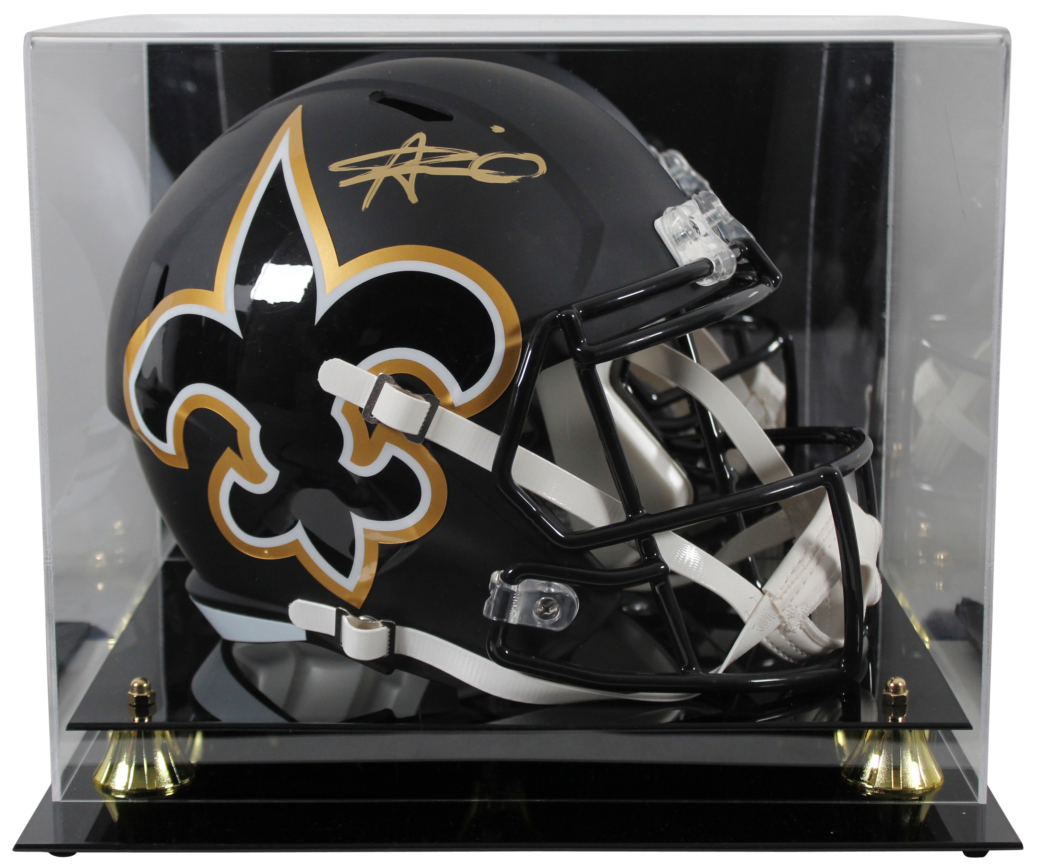 Saints Alvin Kamara Signed AMP Full Size Speed Rep Helmet w/ Case BAS Witnessed
