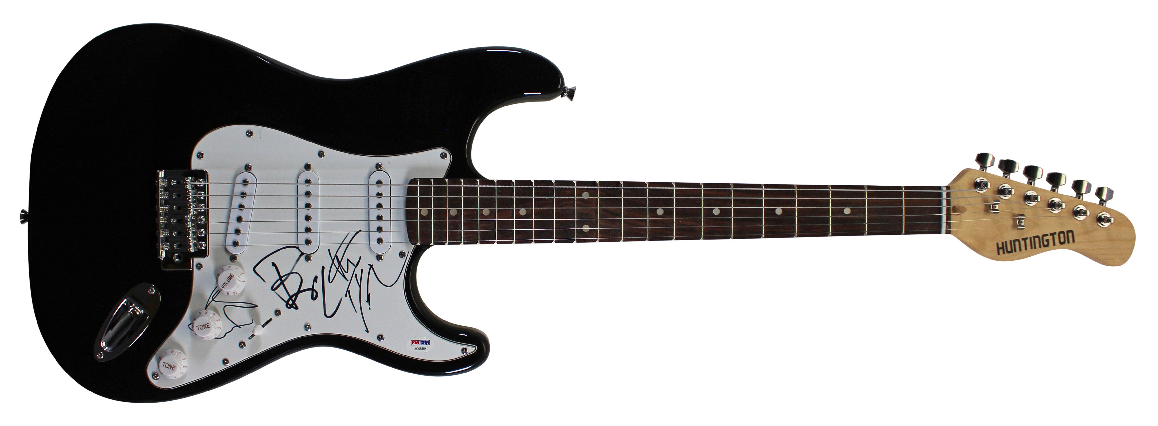 Green Day (3) Armstrong, Dirnt & Cool Signed Black Electric Guitar PSA #AC08184