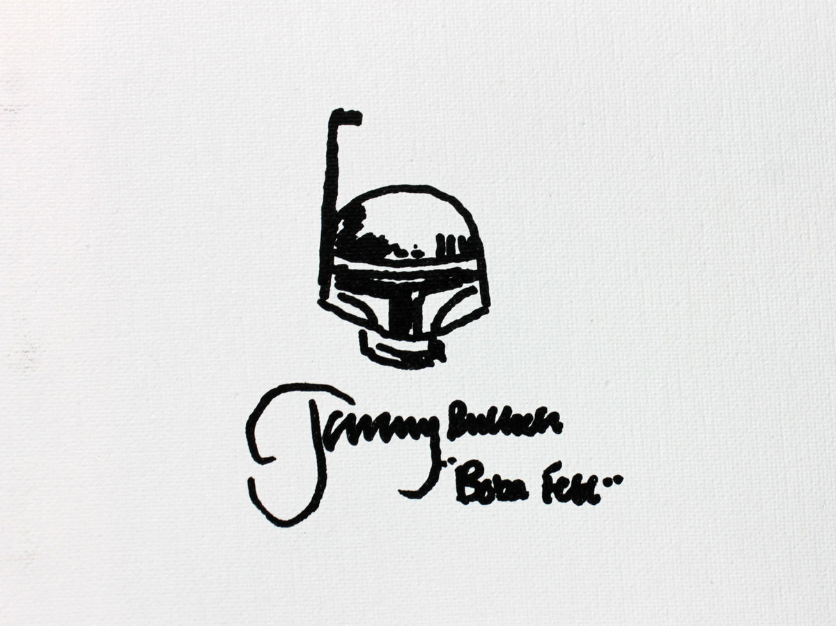 Jeremy Bulloch Star Wars Boba Fett Signed 9x12 Canvas w/ Sketch LE 4/4 JSA