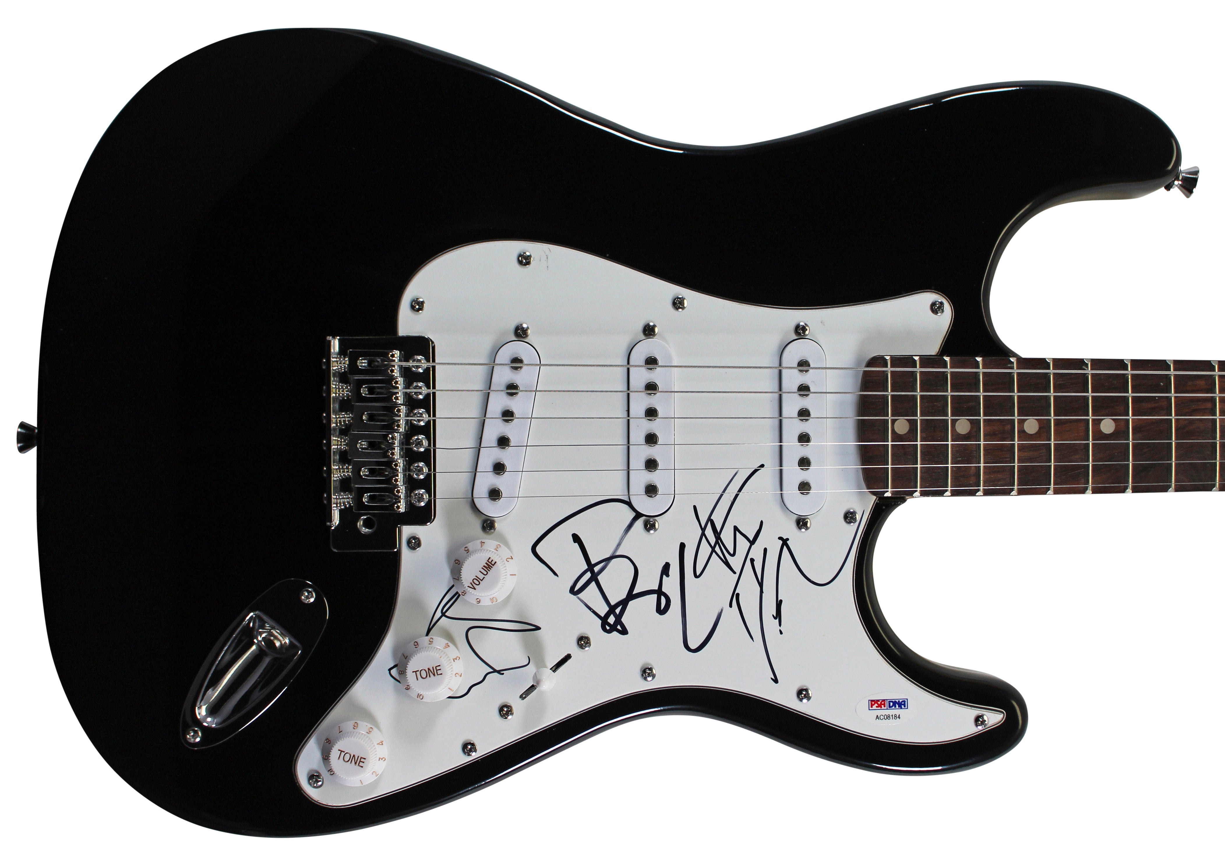 Green Day (3) Armstrong, Dirnt & Cool Signed Black Electric Guitar PSA #AC08184