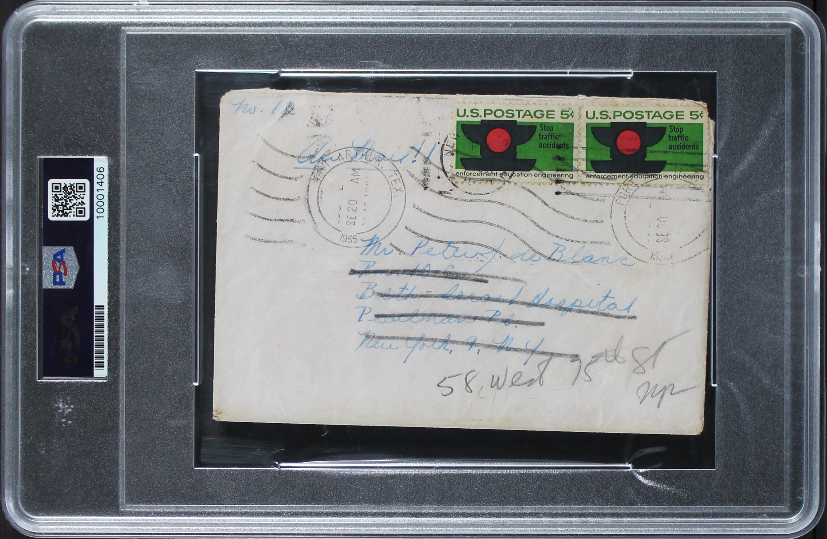 Janis Joplin Signed 4x6 Handwritten Envelope Postmarked 1965 PSA/DNA Slabbed