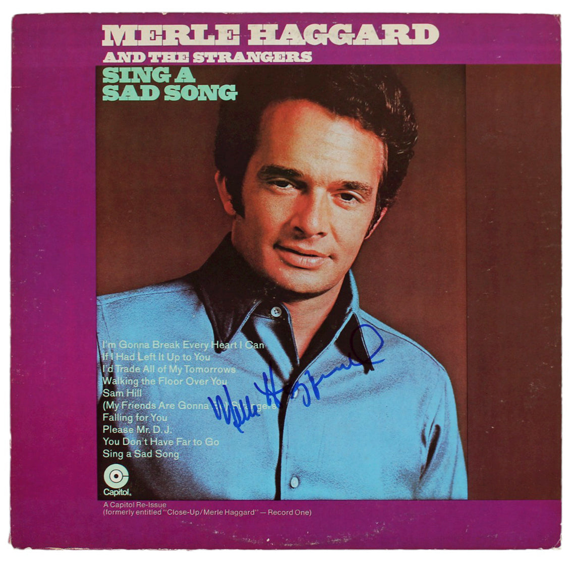 Merle Haggard Authentic Signed Sing A Song Album Cover Autographed BAS #BG90657