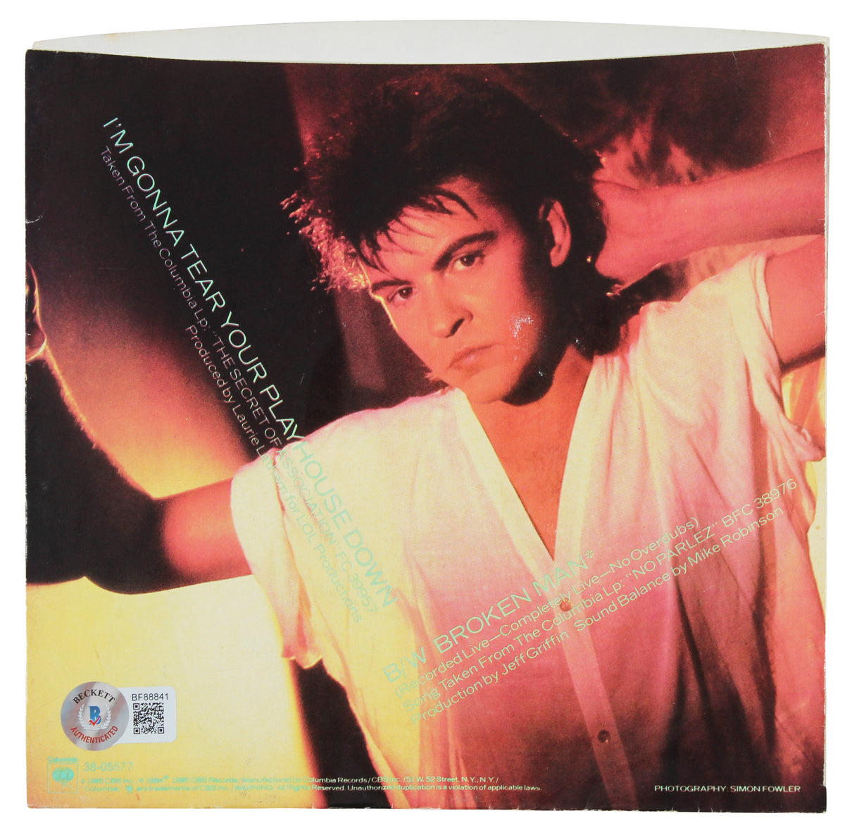 Paul Young Signed I'm Gonna Tear Your Playhouse Down 45 RPM Album Cover BAS