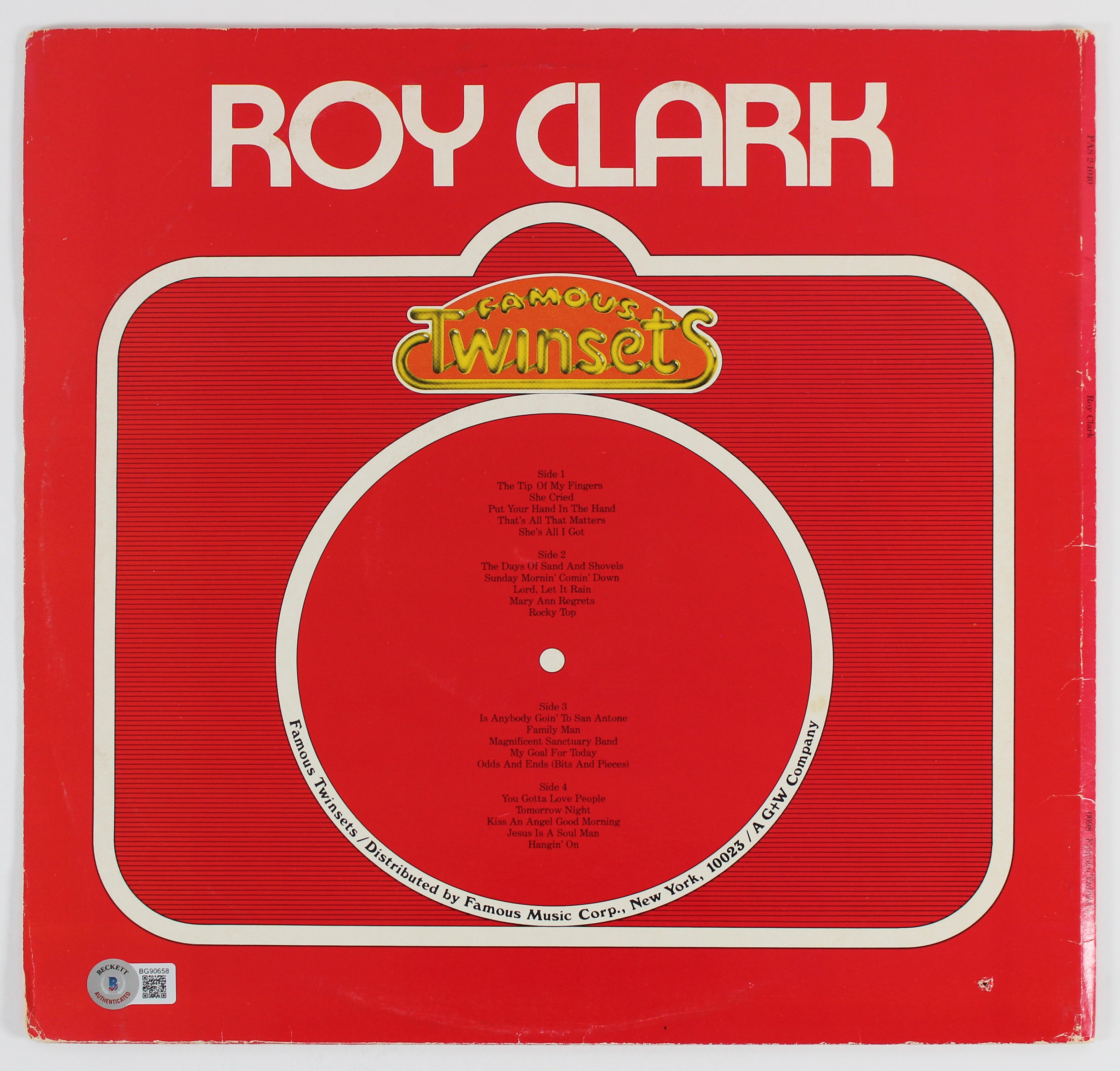 Roy Clark "My Best" Authentic Signed Famous Twinset Album Cover BAS #BG90658
