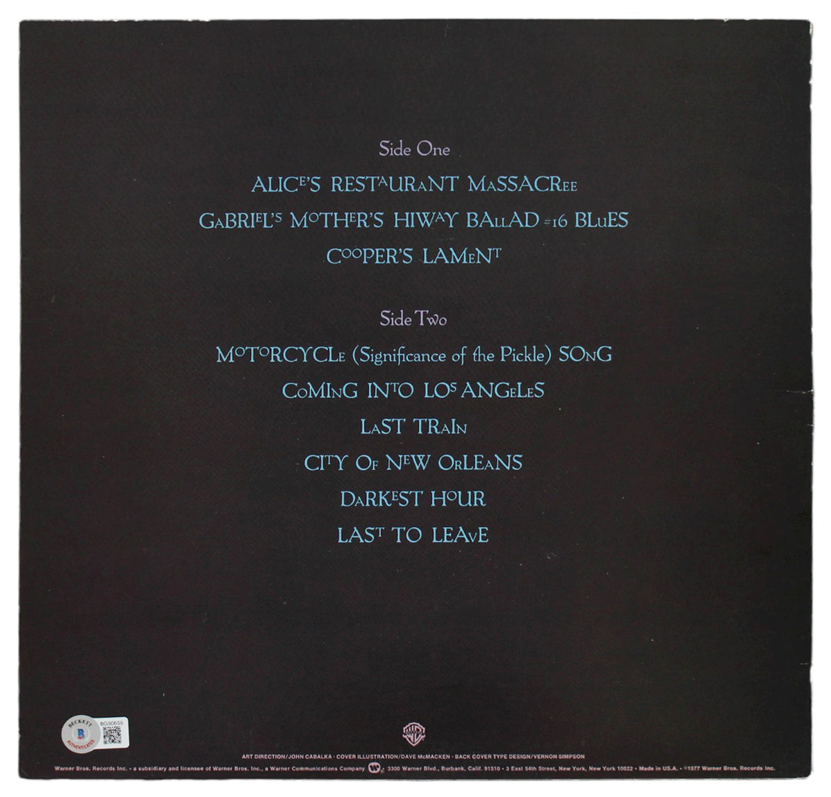 Arlo Guthrie Authentic Signed The Best of Album Cover Autographed BAS #BG90659
