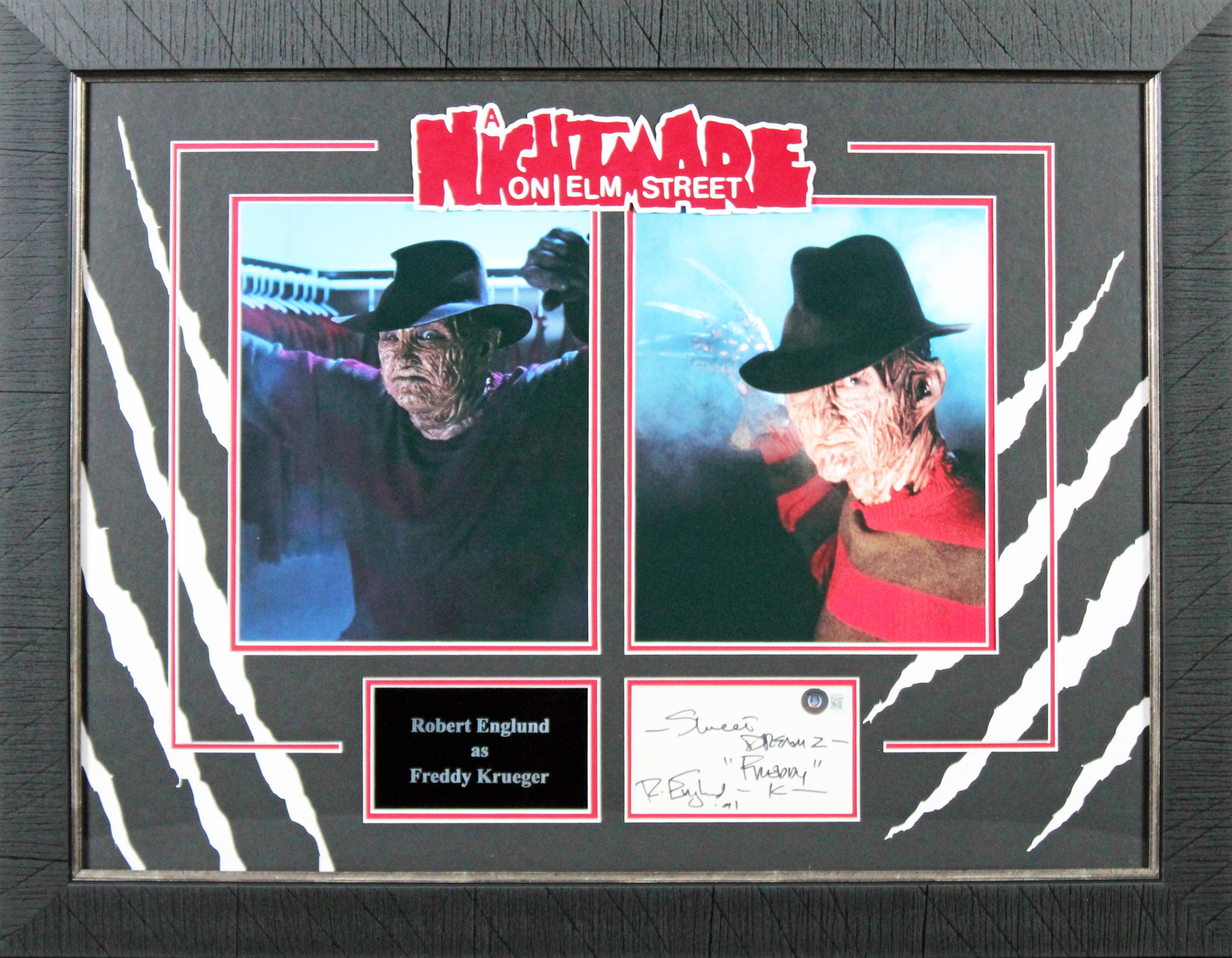 Robert Englund A Nightmare on Elm Street "Freddy" Signed & Framed Index Card BAS