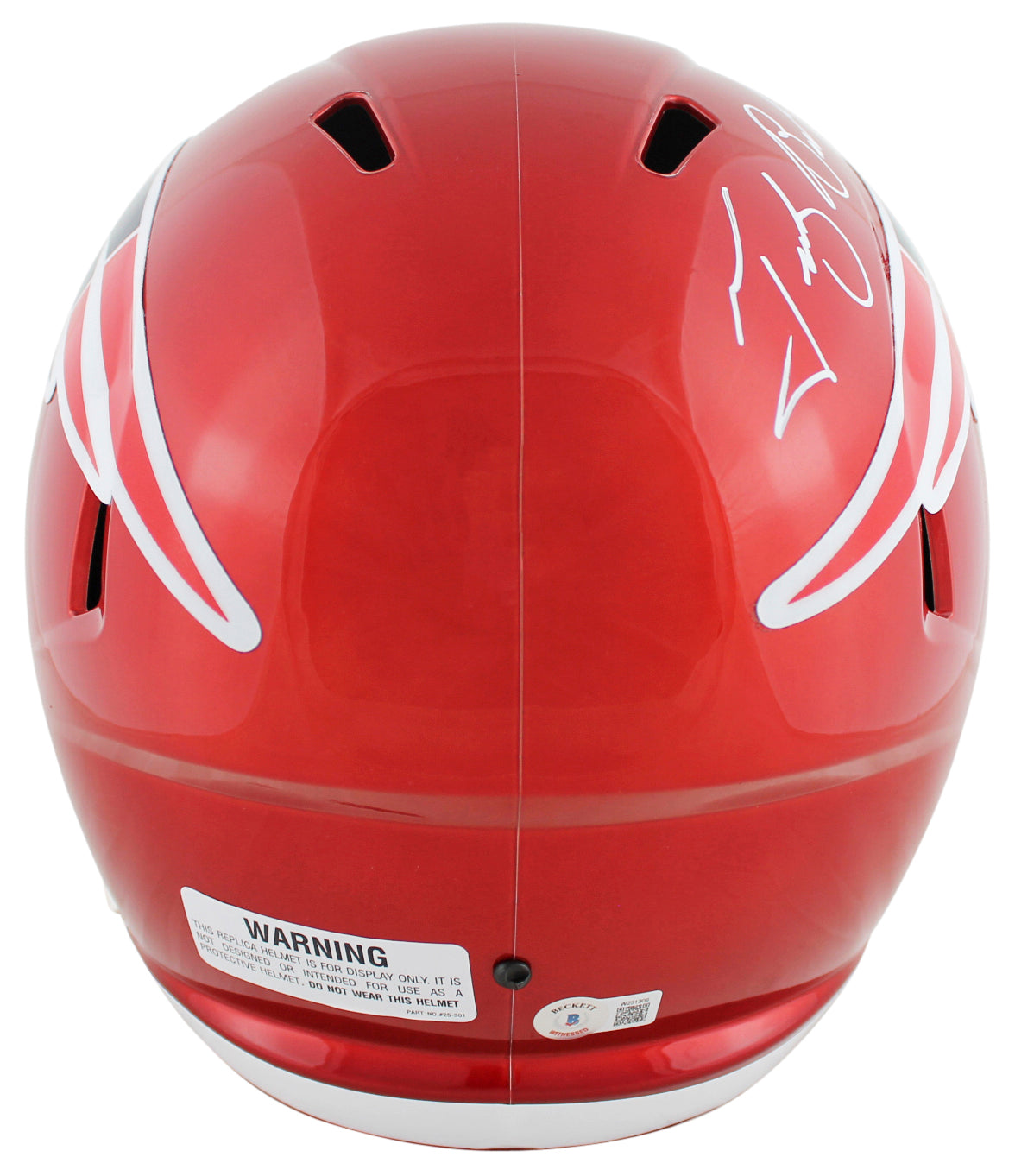 Patriots Tedy Bruschi Signed Flash Full Size Speed Rep Helmet BAS Witnessed