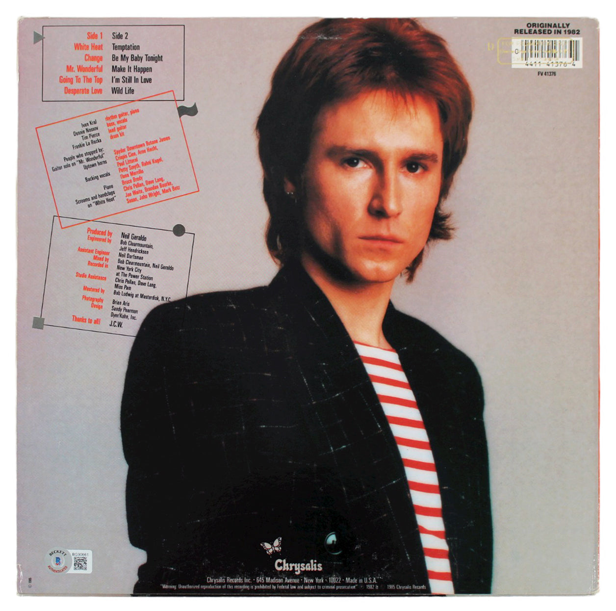 John Waite Authentic Signed Ignition Album Cover Autographed BAS #BG90661