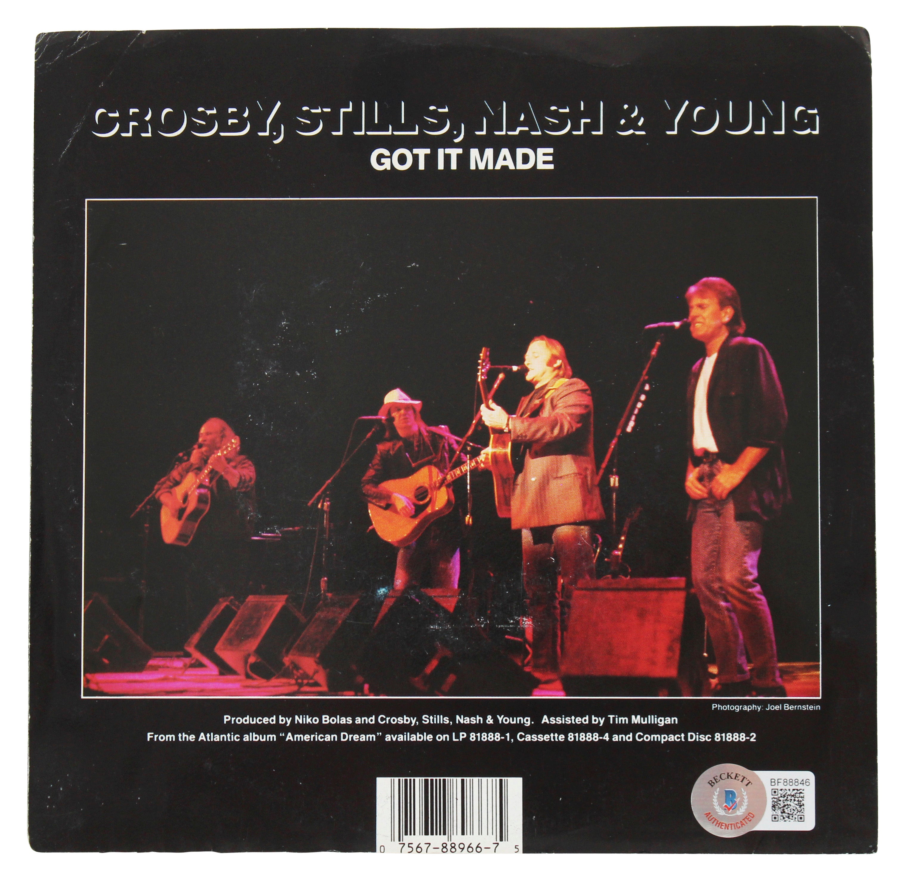Graham Nash CSN&Y Authentic Signed Got It Made 45 RPM Album Cover BAS #BF88846