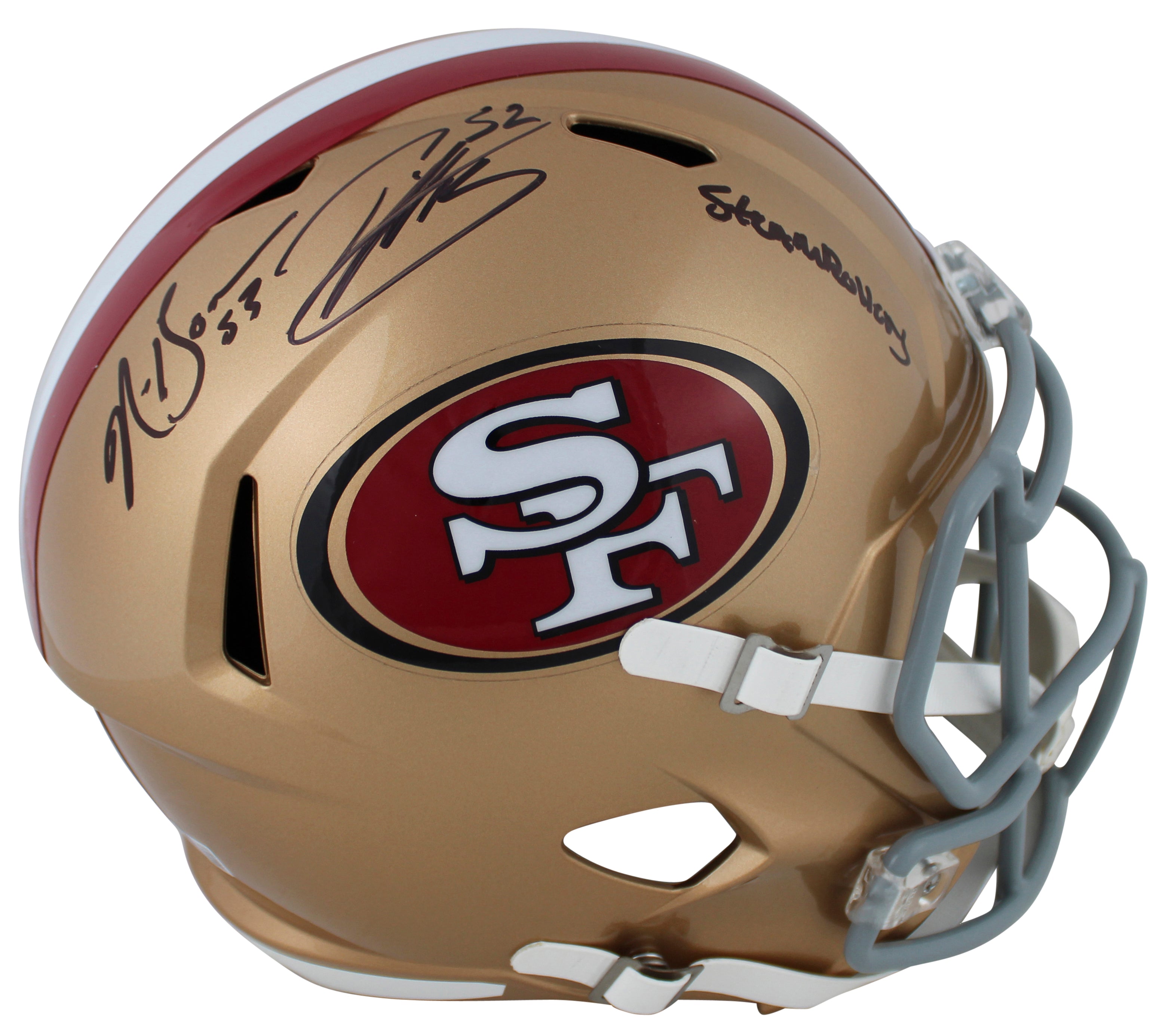 49ers Patrick Willis & Navorro Bowman Signed F/S Speed Rep Helmet w Case BAS W 2