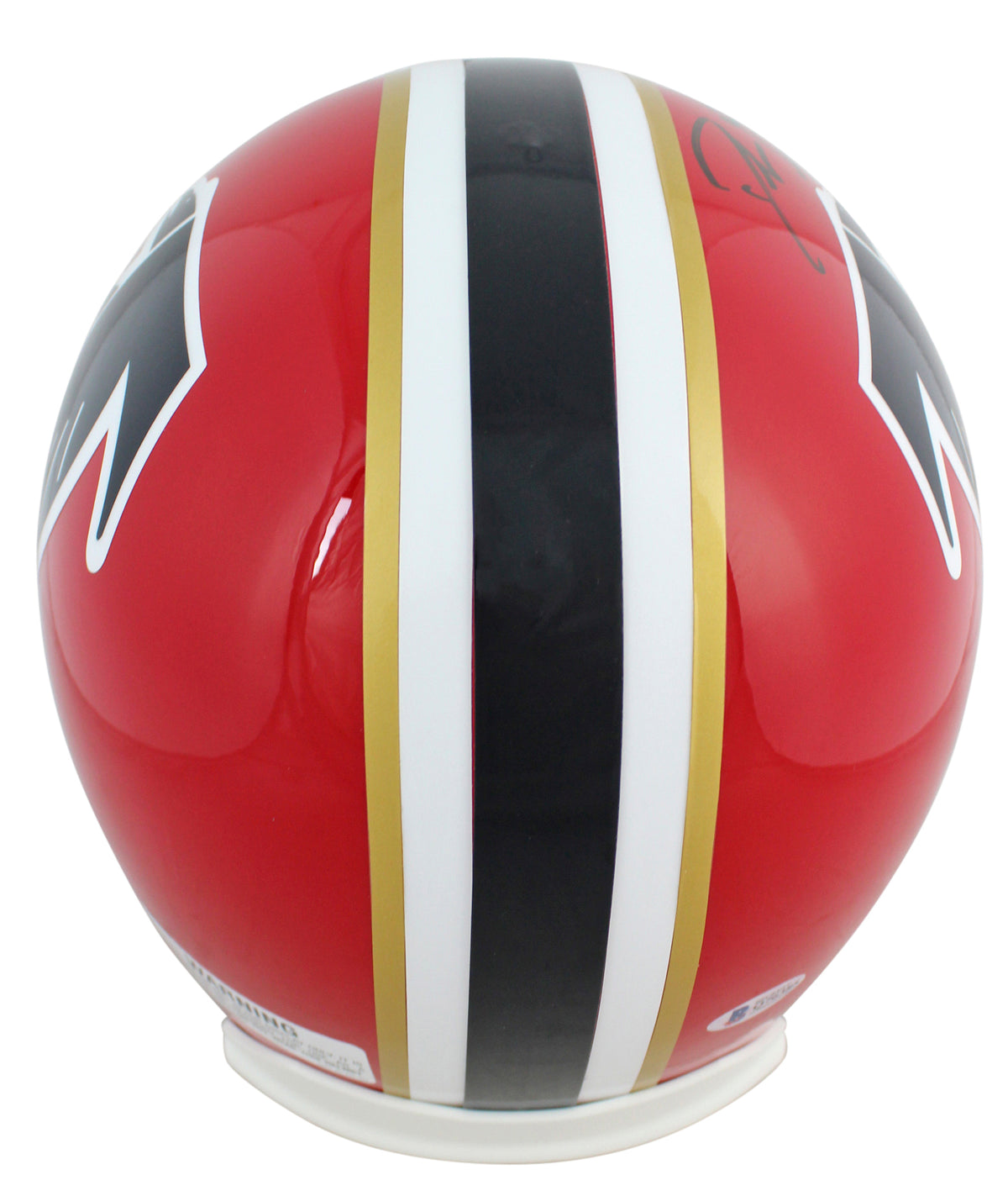 Falcons Deion Sanders Signed Red Throwback Full Size Rep Helmet BAS Witnessed