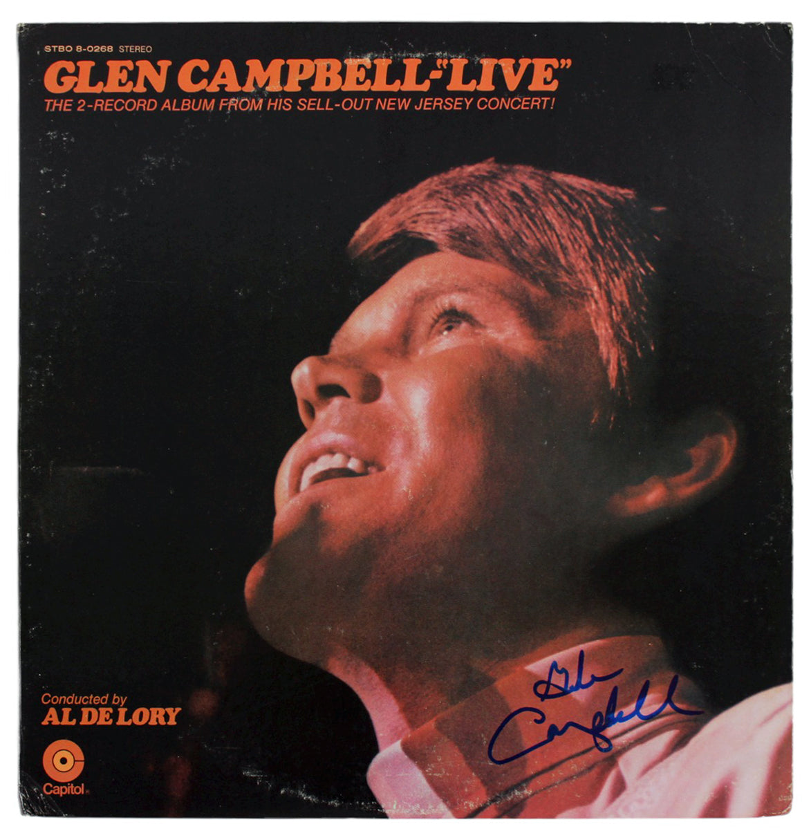 Glen Campbell Authentic Signed Live Album Cover Autographed BAS #BG90702