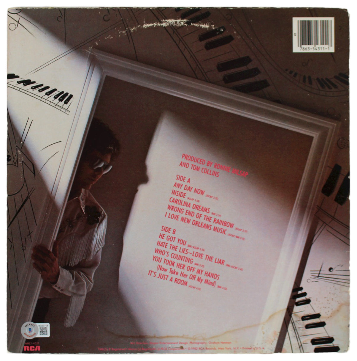 Ronnie Milsap Authentic Signed Inside Album Cover Autographed BAS #BG90708
