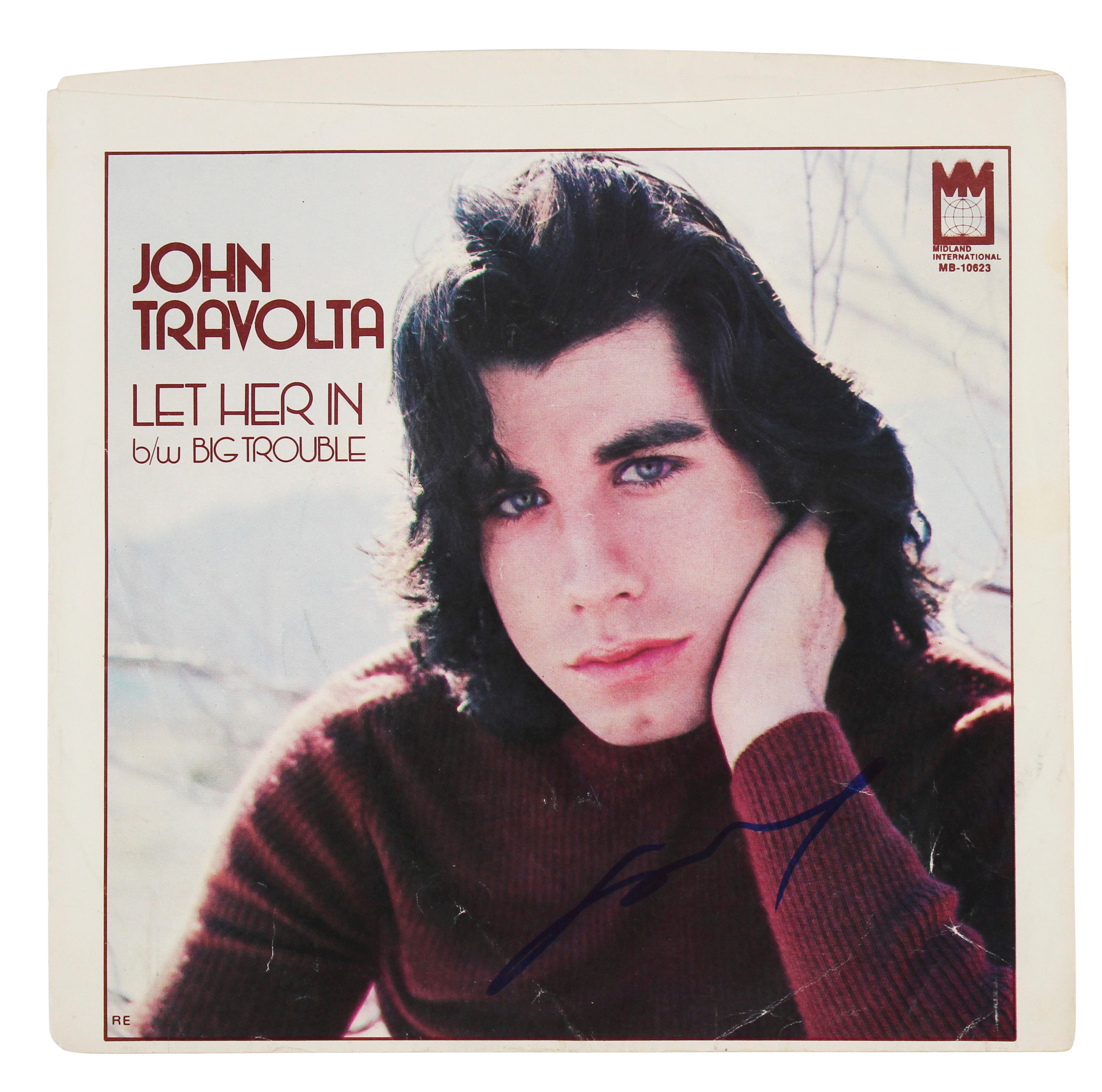 John Travolta Authentic Signed Let Her In 45 RPM Album Cover BAS #BF88855