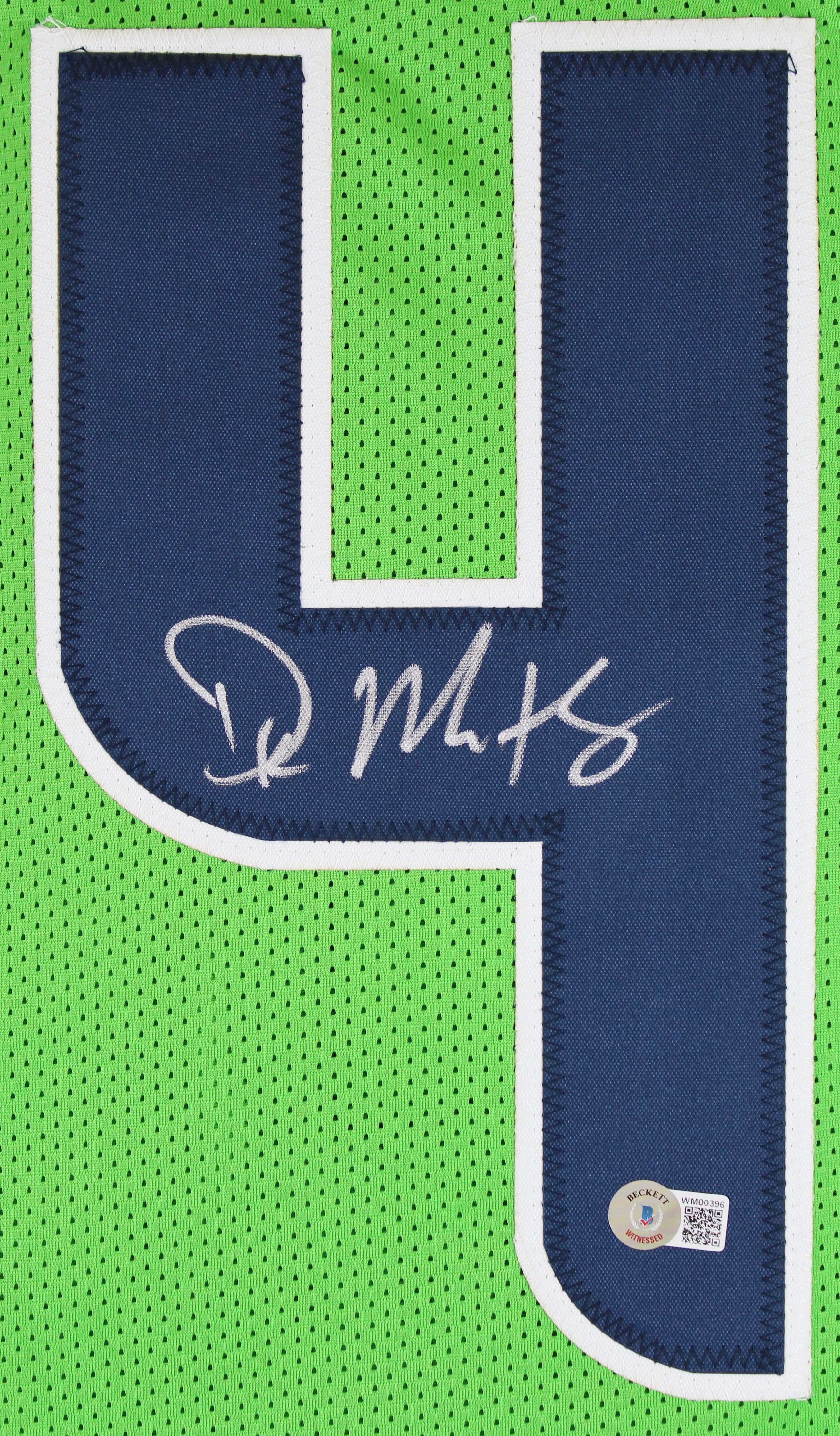DK Metcalf Authentic Signed Neon Green Pro Style Jersey BAS Witnessed