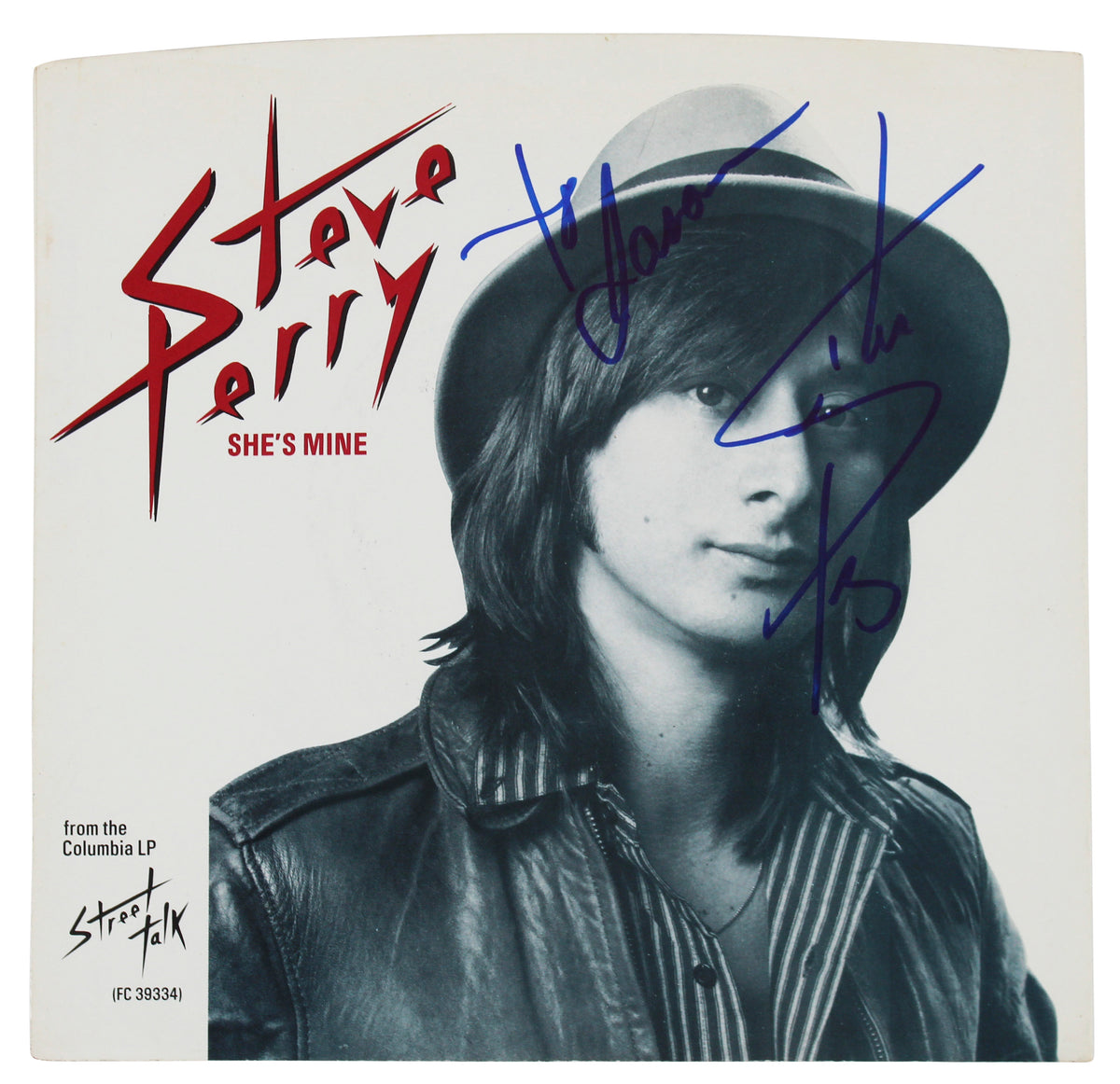 Steve Perry To Jason Authentic Signed She's Mine 45 RPM Album Cover BAS #BF88860